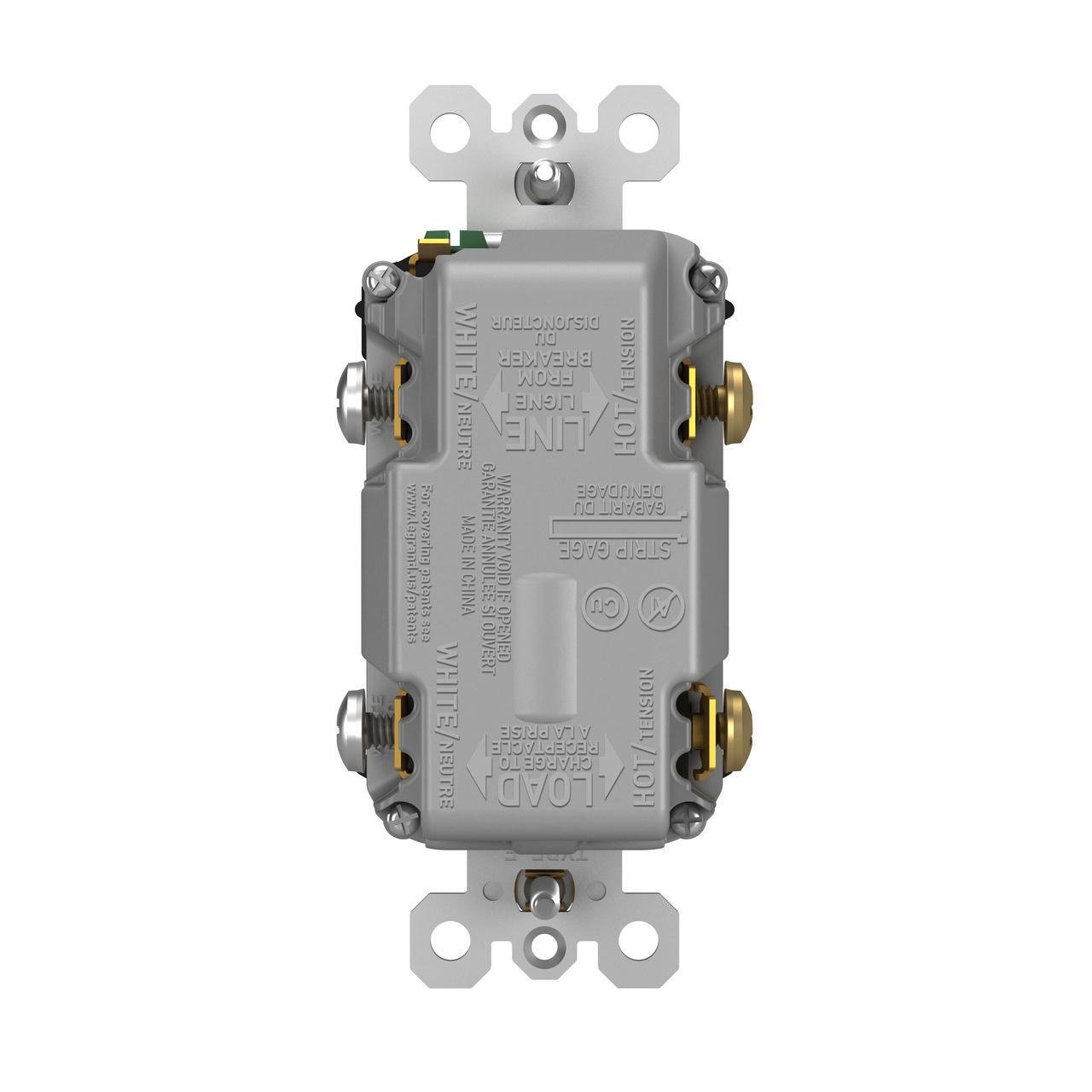 1597TRUSBACBK - radiant® Tamper-Resistant 15A Duplex Self-Test GFCI Receptacles with SafeLock® Protection, USB Type A/C, Black