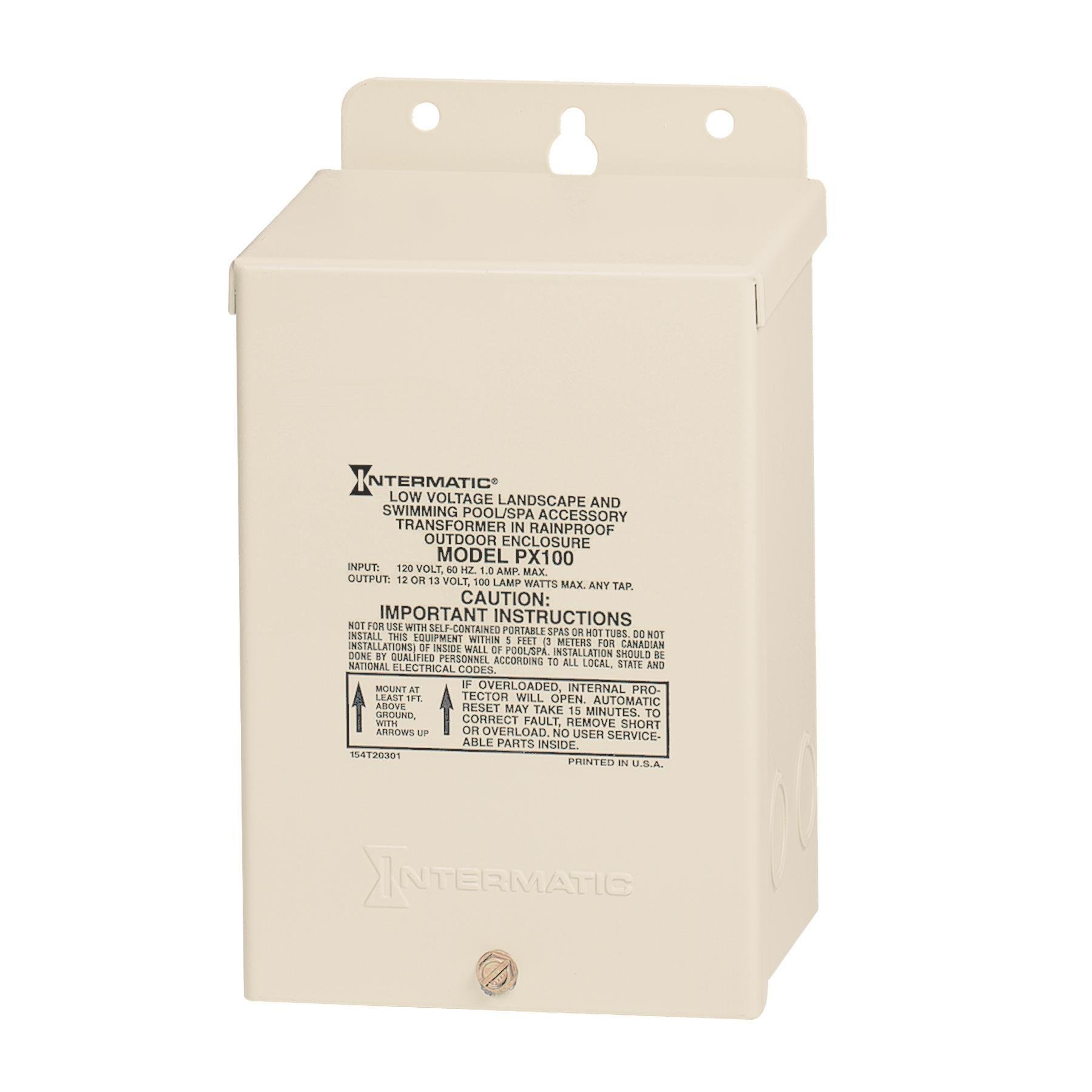 PX100 - 100 W Pool & Spa Safety Transformer, Beige Steel Enclosure, Input 120V, Output 12,13,14V