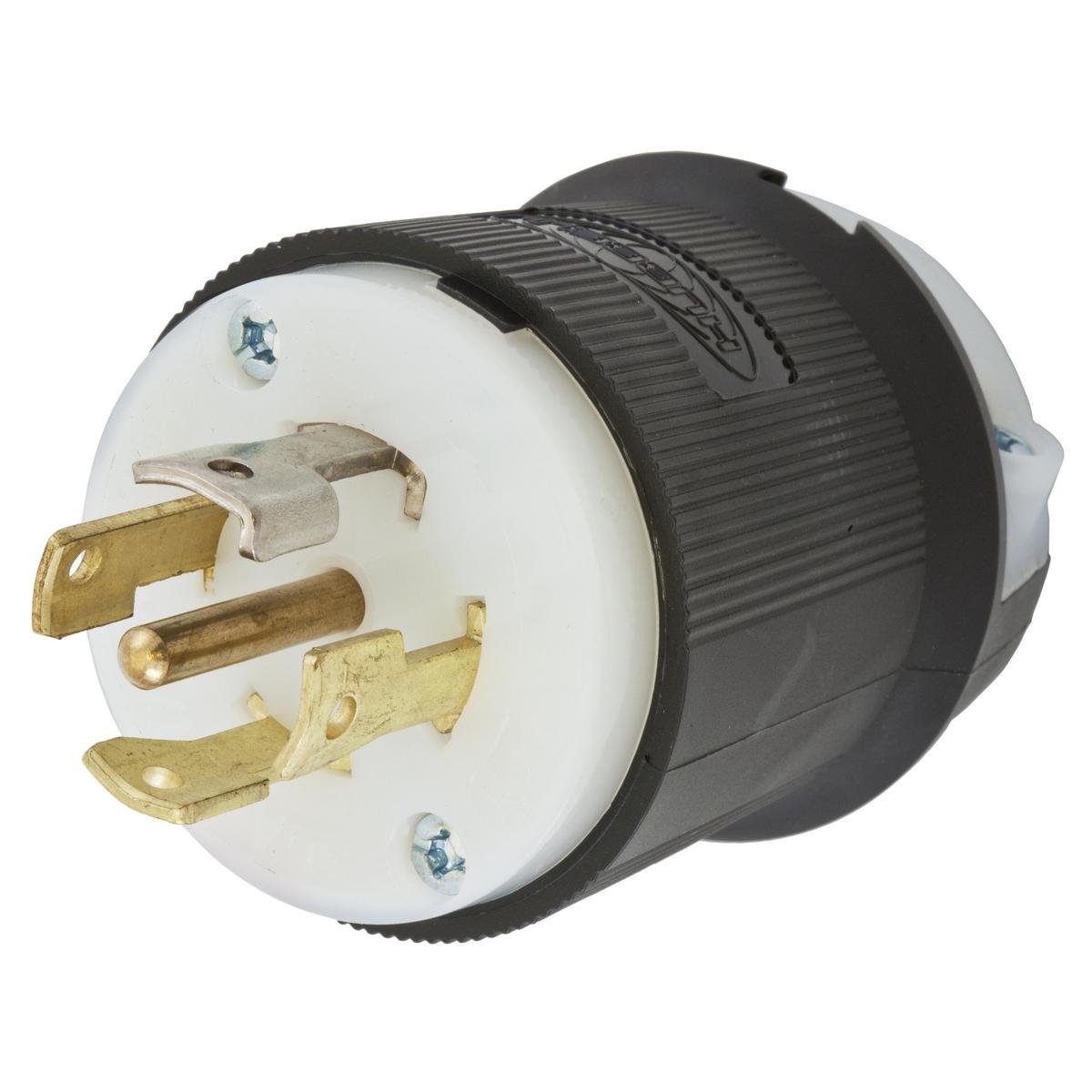 Picture of HBL2821ST - Locking Devices, EdgeConnect™ Twist-Lock®, Industrial, Male Insulgrip® Plug, 30A 3-Phase 277/480V AC, 4-Pole 5-Wire Grounding, L22-30P, Spring Terminal, Black and White Nylon.