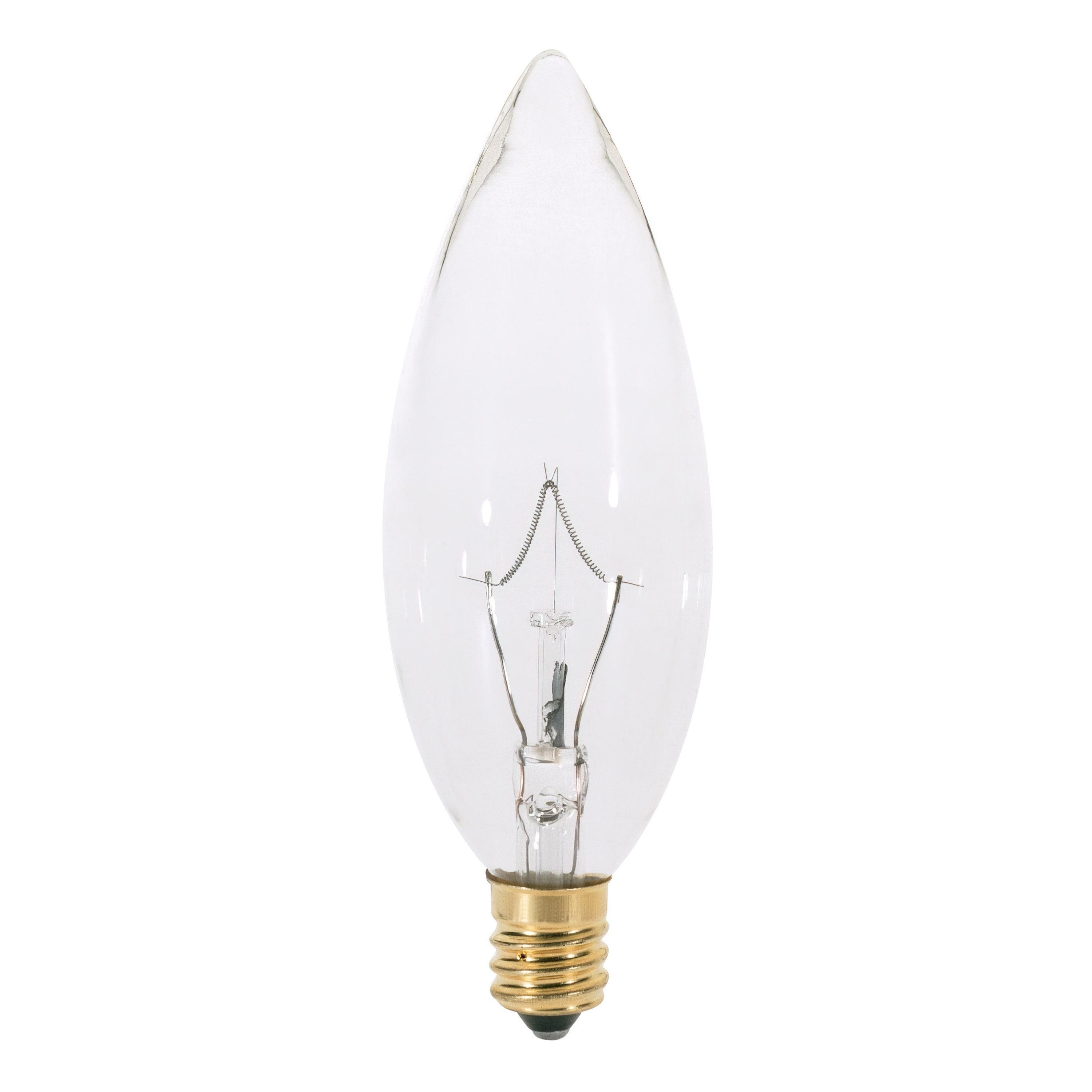 A3682 - 25 Watt BA9 1/2 Incandescent - Clear - 2500 Average rated hours - 193 Lumens - Candelabra base - 130 Volt