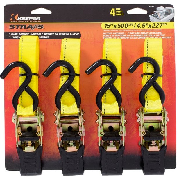 TRU 05506, Ratchet Tie-Downs 15', 4 Pack