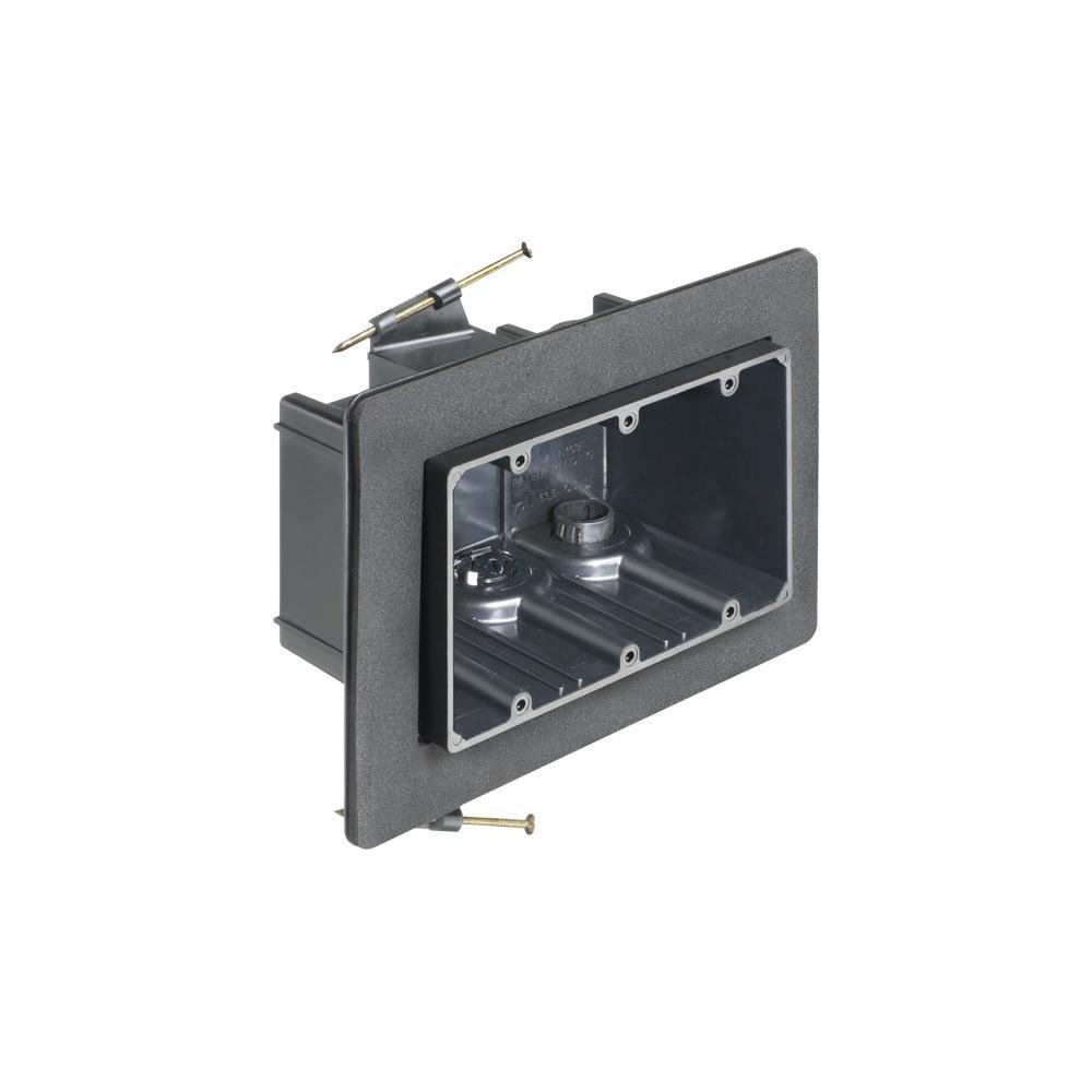 FN103F - Versatile non conductive outlet box for new construction, three gang screw on. 59 cu inches.