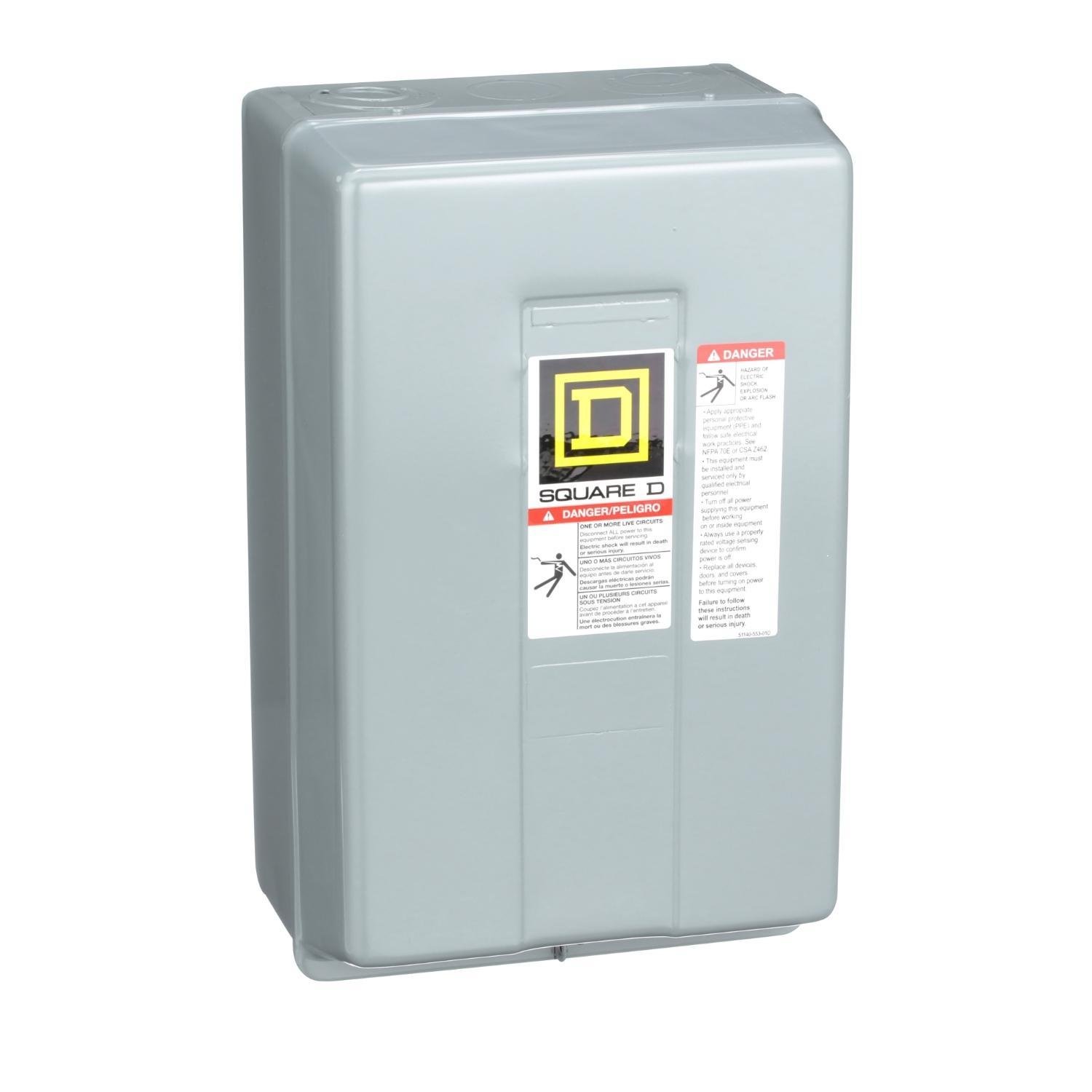 8903LXG40V02 - Contactor, Type L, multipole lighting, mechanically held, 30A, 4 pole, 600V, 110/120VAC 50/60Hz coil, NEMA 1