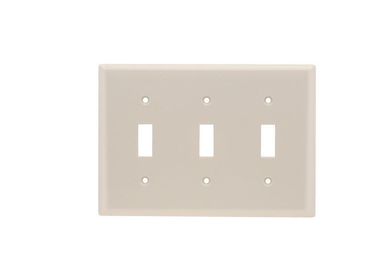 Picture of TP3LA - TradeMaster® 3-Gang Nylon Wall Plate, 3 Toggle Switch Openings, Light Almond