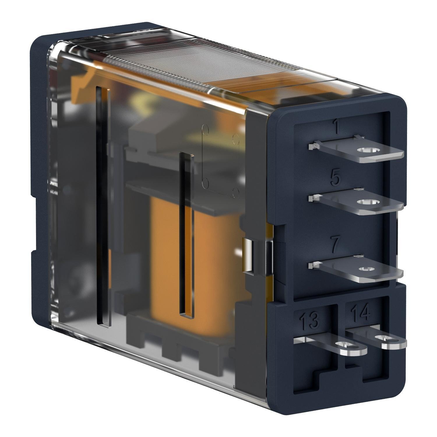 Picture of RPM11B7 - plug-in relay, Harmony electromechanical relays, 15A, 1CO, lockable test button, 24V AC