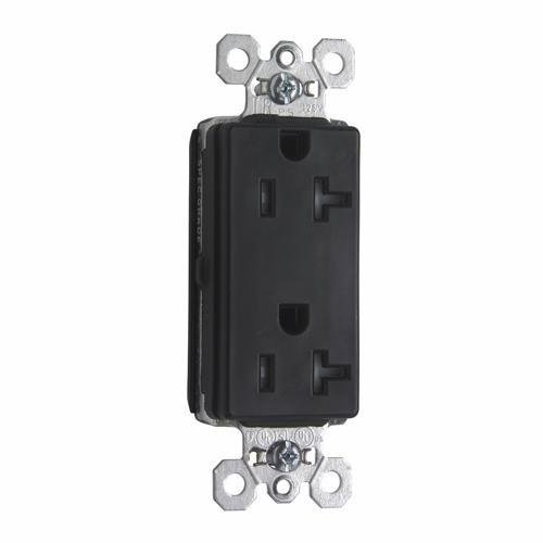 PTTR26362-BK - PlugTail® 20A 125V Spec-Grade Tamper-Resistant Decorator Duplex Receptacle, Black
