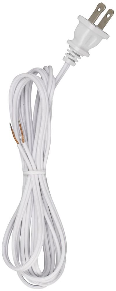 90/1523 - 8 Foot 18/2 SPT-1 105C Cord Set - White Finish - 36" Hank - 200 Carton - Molded Polarized Plug - Tinned Tips 3/4" Strip With 2" Slit