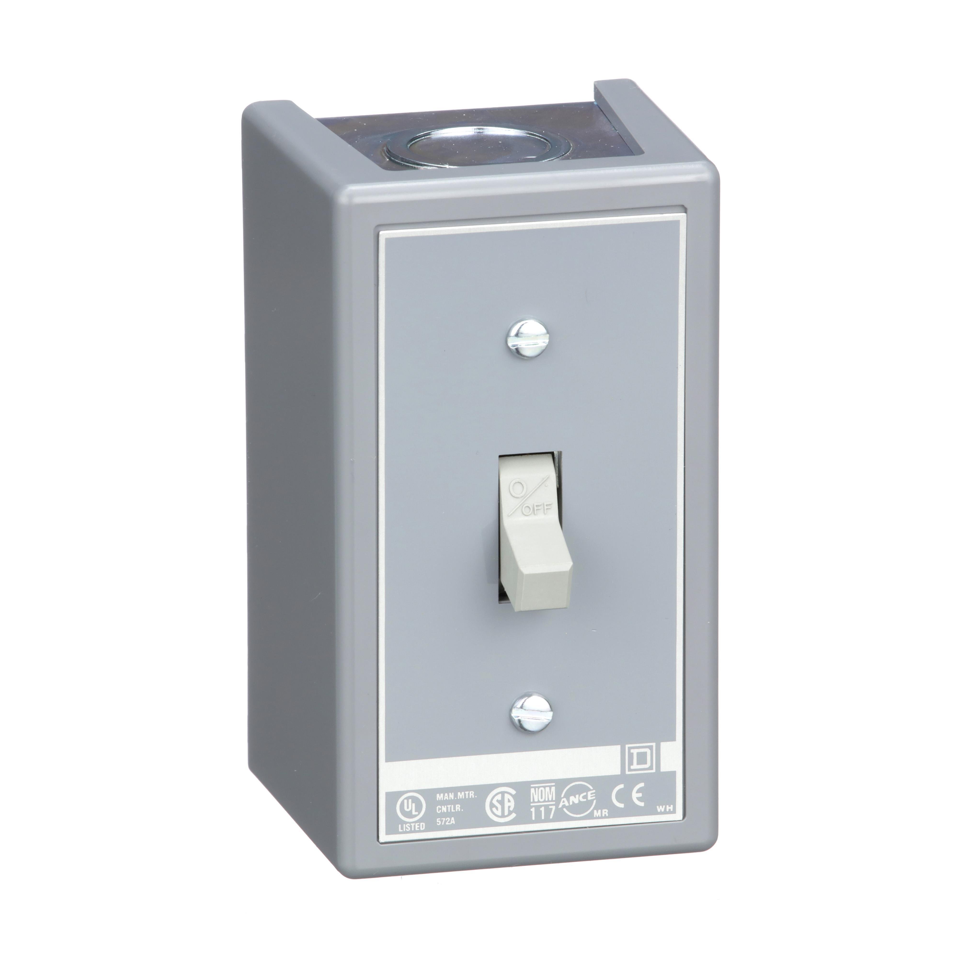 2510KG1 - Switch, manual, 30A, 2 pole, 3 HP at 575 VAC, single phase, toggle operated, no indicator, NEMA 1 enclosure