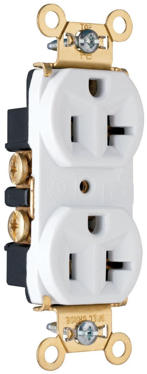 Picture of PS5362-W - 20A 125V Heavy Duty Spec-Grade Duplex Receptacle, Back and Side Wire, White