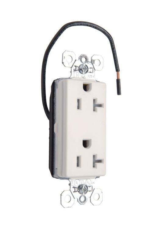 PTTR26362-SCW - PlugTail® Tamper-Resistant Split Circuit Decorator Spec Grade Receptacle, 20A, 125V, White