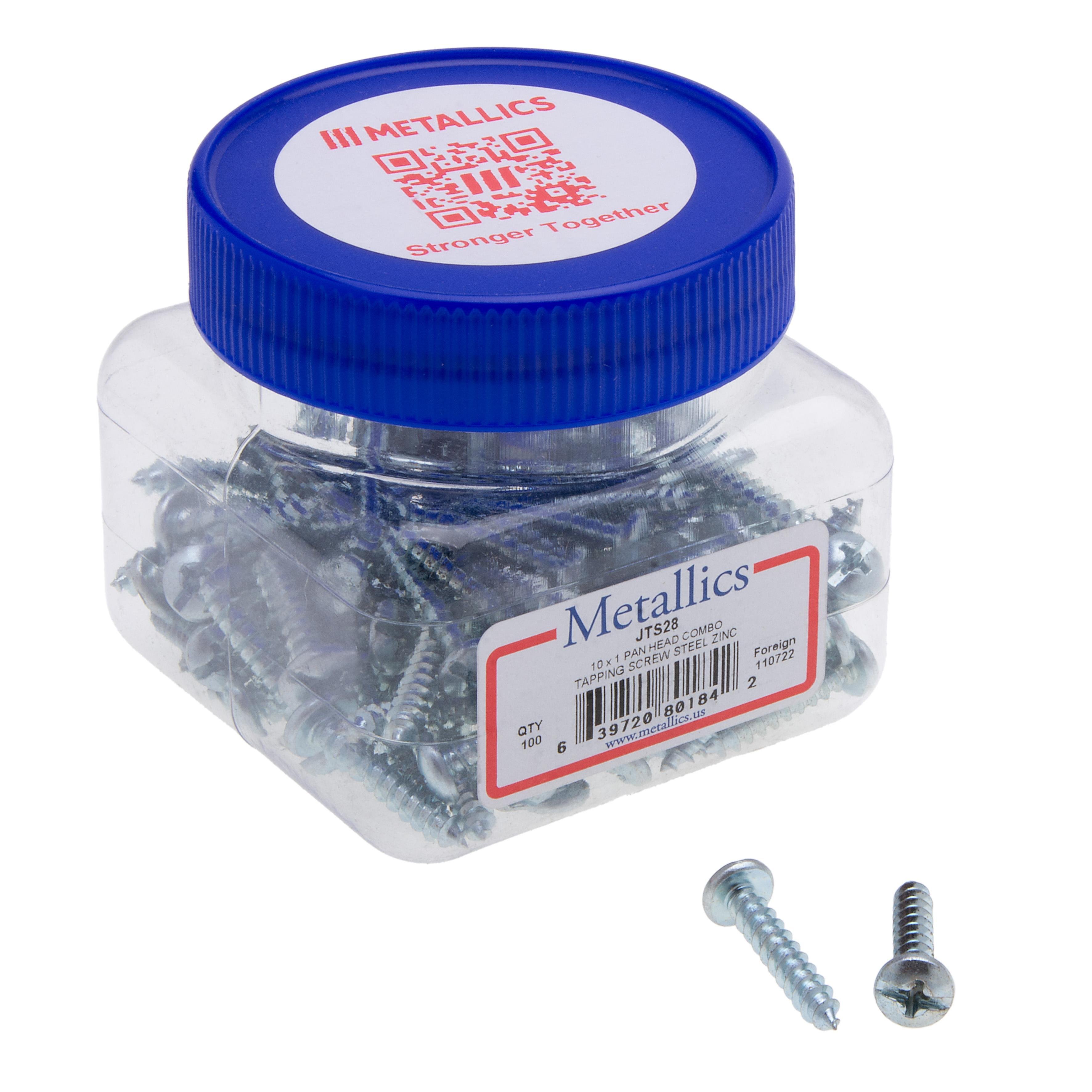 Picture of JTS28 - 10 x 1 in. Pan Head Phillips Sharp Point Tapping Screws - Steel Zinc - 100qty