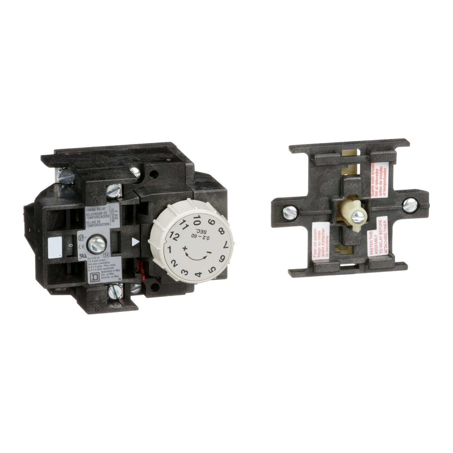 8501XTD1 - NEMA Control Relay, Type X, pneumatic timer attachment, one minute off delay, 10A resistive at 600 VAC, 1 NO and 1 NC