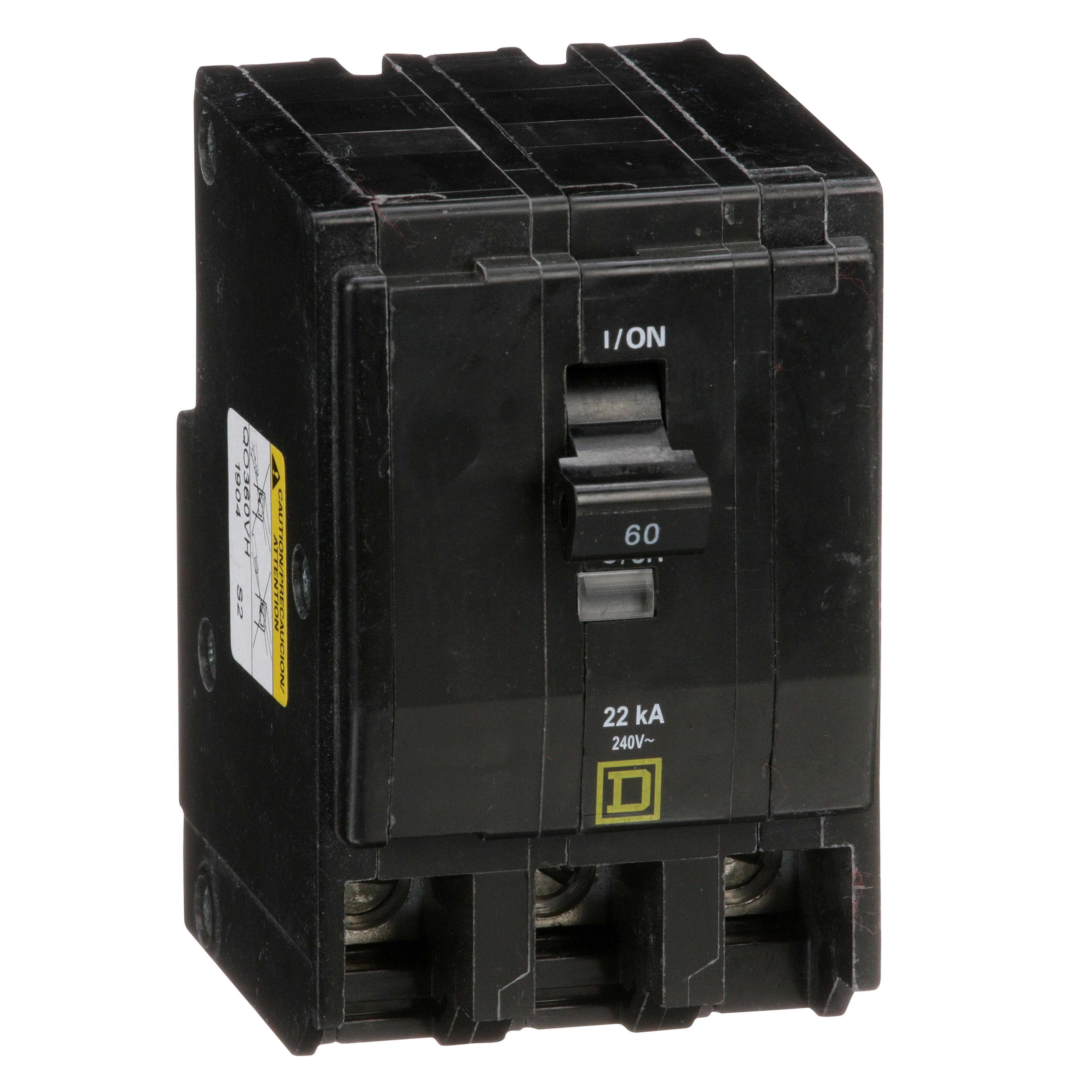 Picture of QO360VH - Mini circuit breaker, QO, 60A, 3 pole, 120/240VAC, 22kA, plug in
