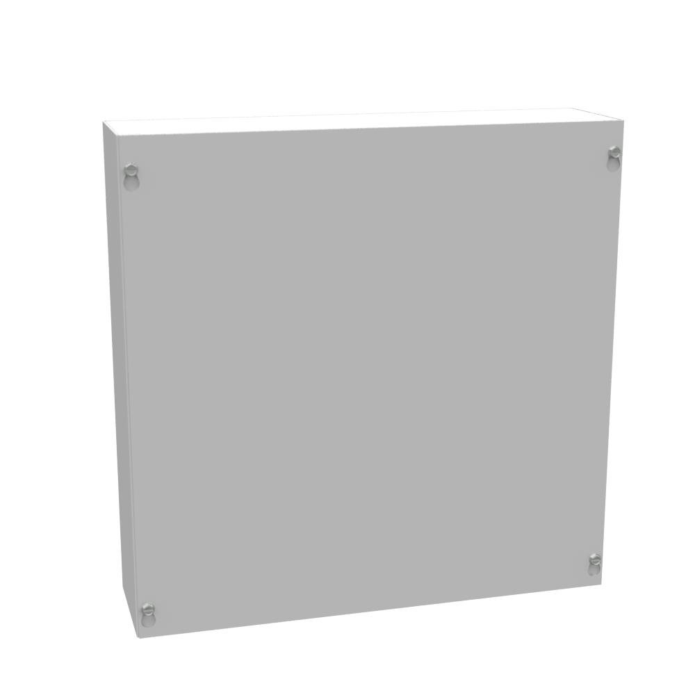 16164-SC1-NK - 16x4X16 Screw Cover Type 1 UL Listed Steel No Knockouts ANSI 61 Gray Cover With Teardrop Slots Mounting Holes In Back