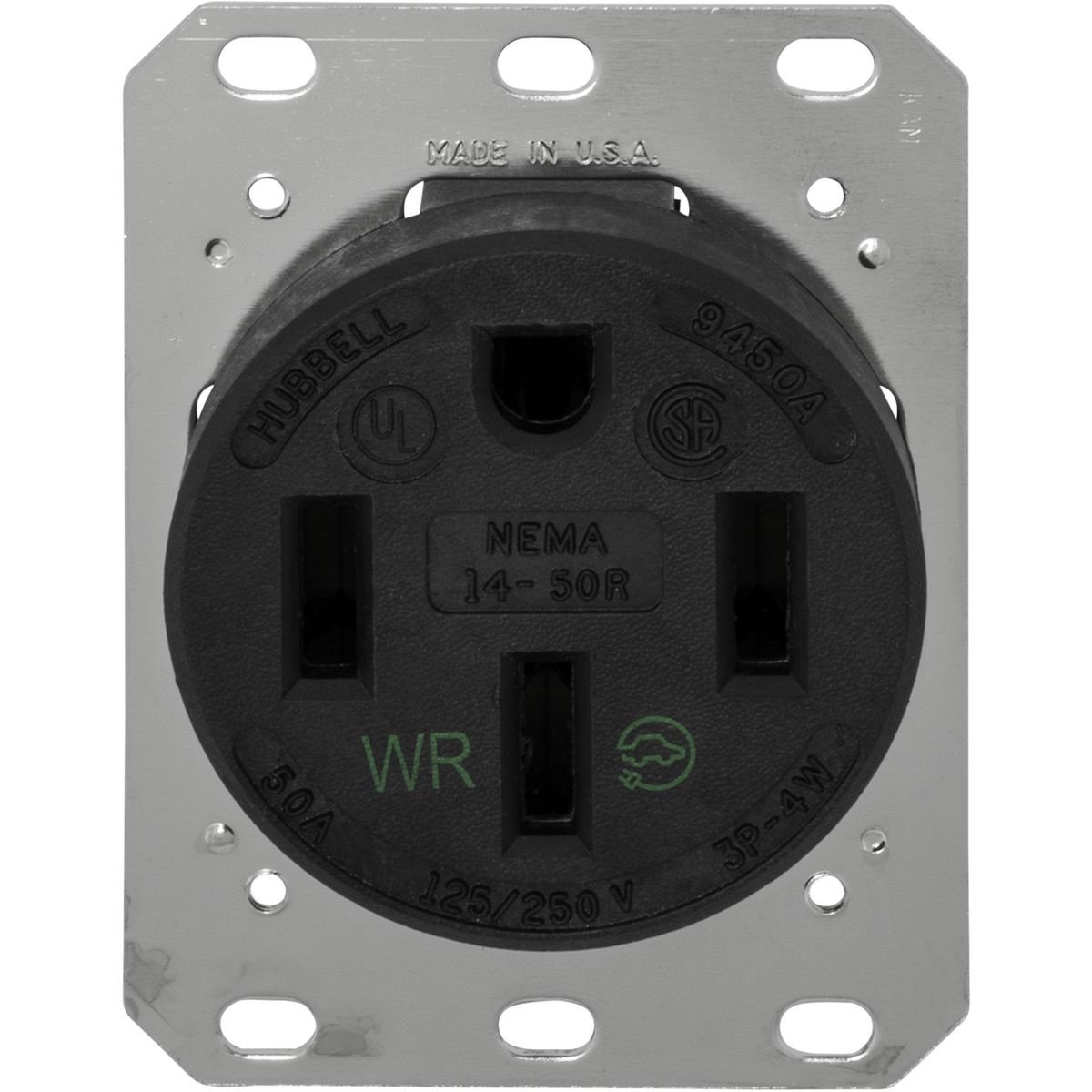 Picture of HBL9450A - Straight Blade Devices, 50A, 125/250V, 3 Pole, 4 Wire Grounding, HBL9450A