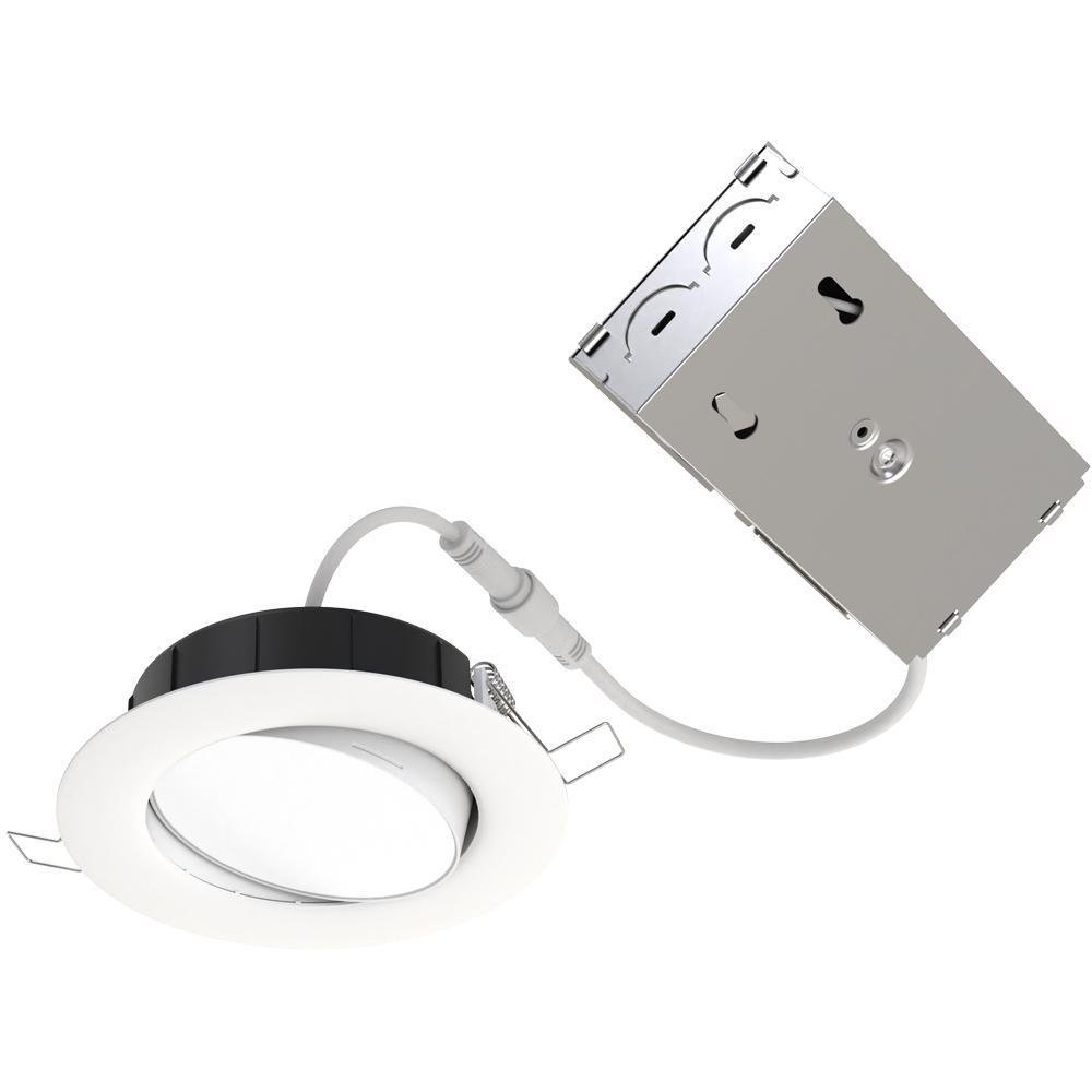 WF4 ADJ LED 27K30K35K 90CRI MW - 4" Gimbal Wafer Housing-Free LED Downlight, IC/ Non-IC, New Construction/ Remodel, Switchable Color Temperature, 2700K, 3000K, 3500K, 90 CRI, Matte White