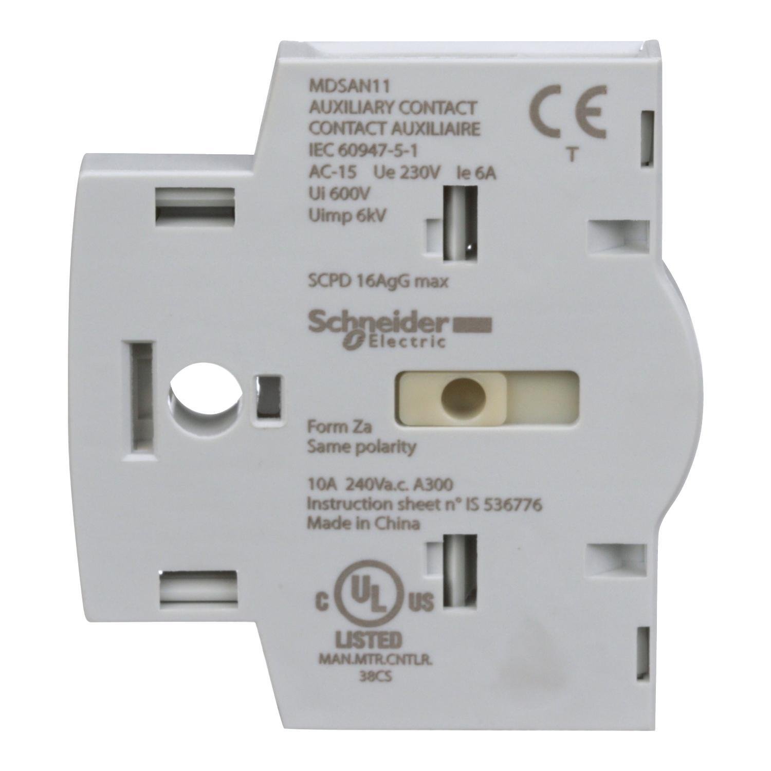 Picture of MDSAN11 - MD motor disconnect switch, auxiliary contact module, 1NO and 1NC