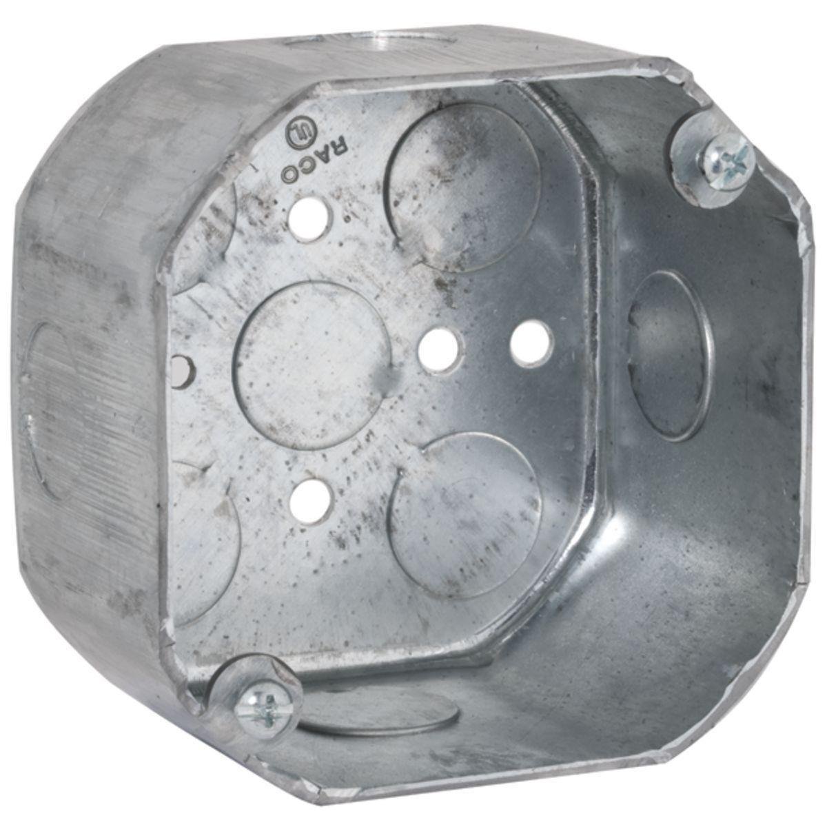 165 - 4 in. Octagon Box, Drawn, 2-1/8 in. Deep, Nine 1/2 in. KO's