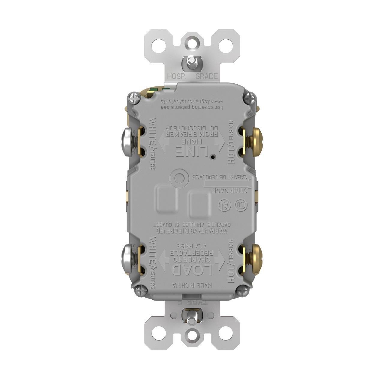 2097-TRI - radiant® Tamper-Resistant 20A Duplex Self-Test GFCI Receptacle with SafeLock® Protection, Ivory