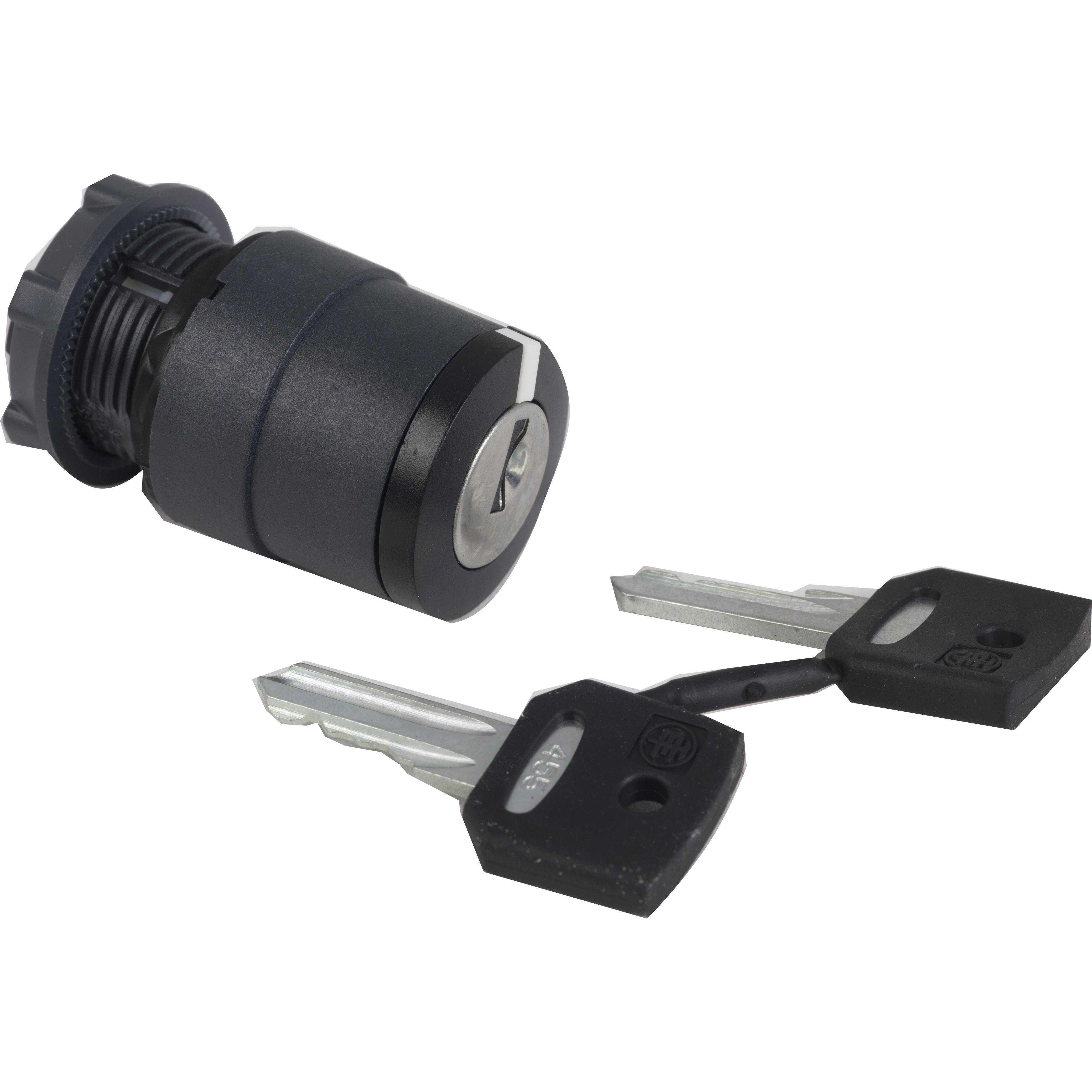 ZB5AG2 - Key selector switch head, Harmony XB5, plastic, black, 22mm, key 455, 2 positions, stay put
