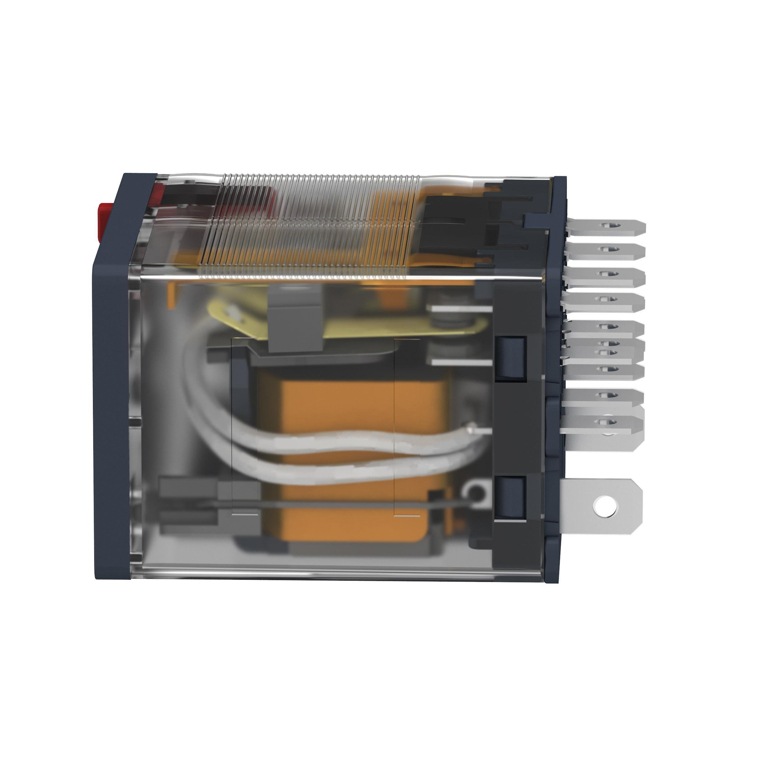 Picture of RPM42F7 - plug-in relay, Harmony electromechanical relays, 15A, 4CO, with LED, lockable test button, 120V AC