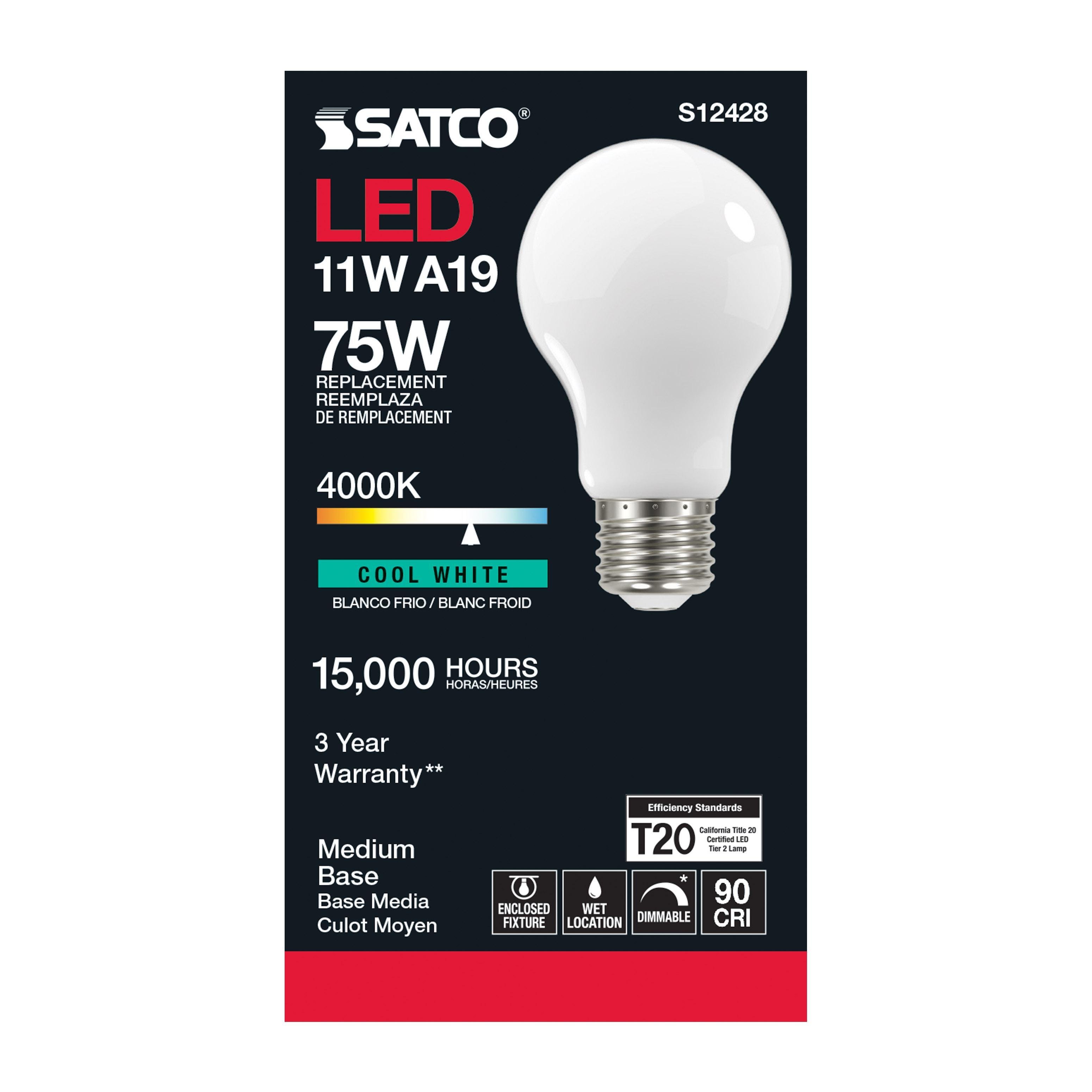 Picture of S12428 - 11 Watt LED A19 - Soft White - Medium Base - 4000K - 90 CRI - 120 Volt