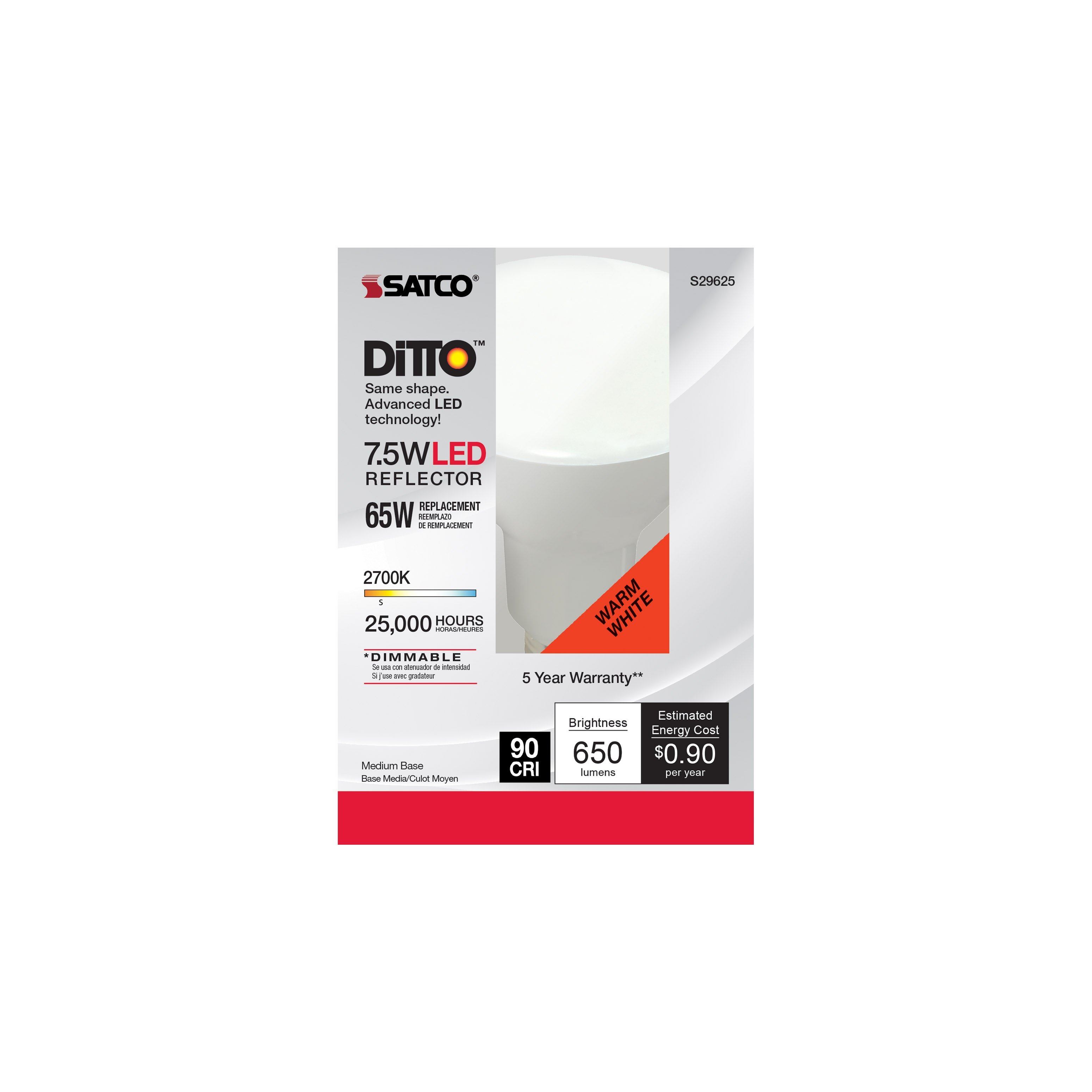 Picture of S29625 - 7.5 Watt - BR30 LED - 2700K - Medium base - 120 Volt