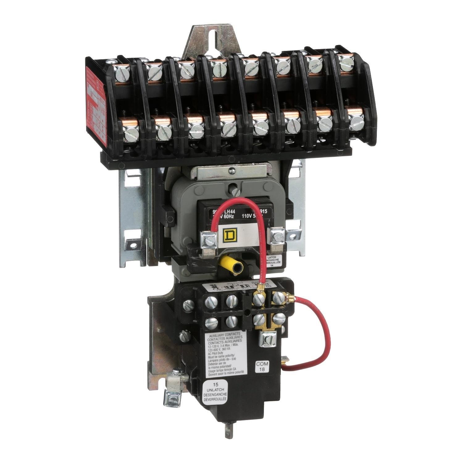 Picture of 8903LXO80V02 - Contactor, Type L, multipole lighting, mechanically held, 30A, 8 pole, 600V, 110/120VAC 50/60Hz coil, open style [TAA]
