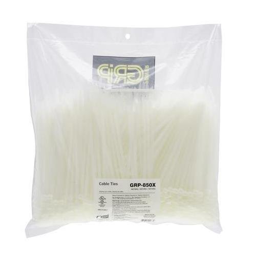 GRP-850X - 8”, Natural General Purpose 50lb Cable Ties, 1000 Bulk Pack