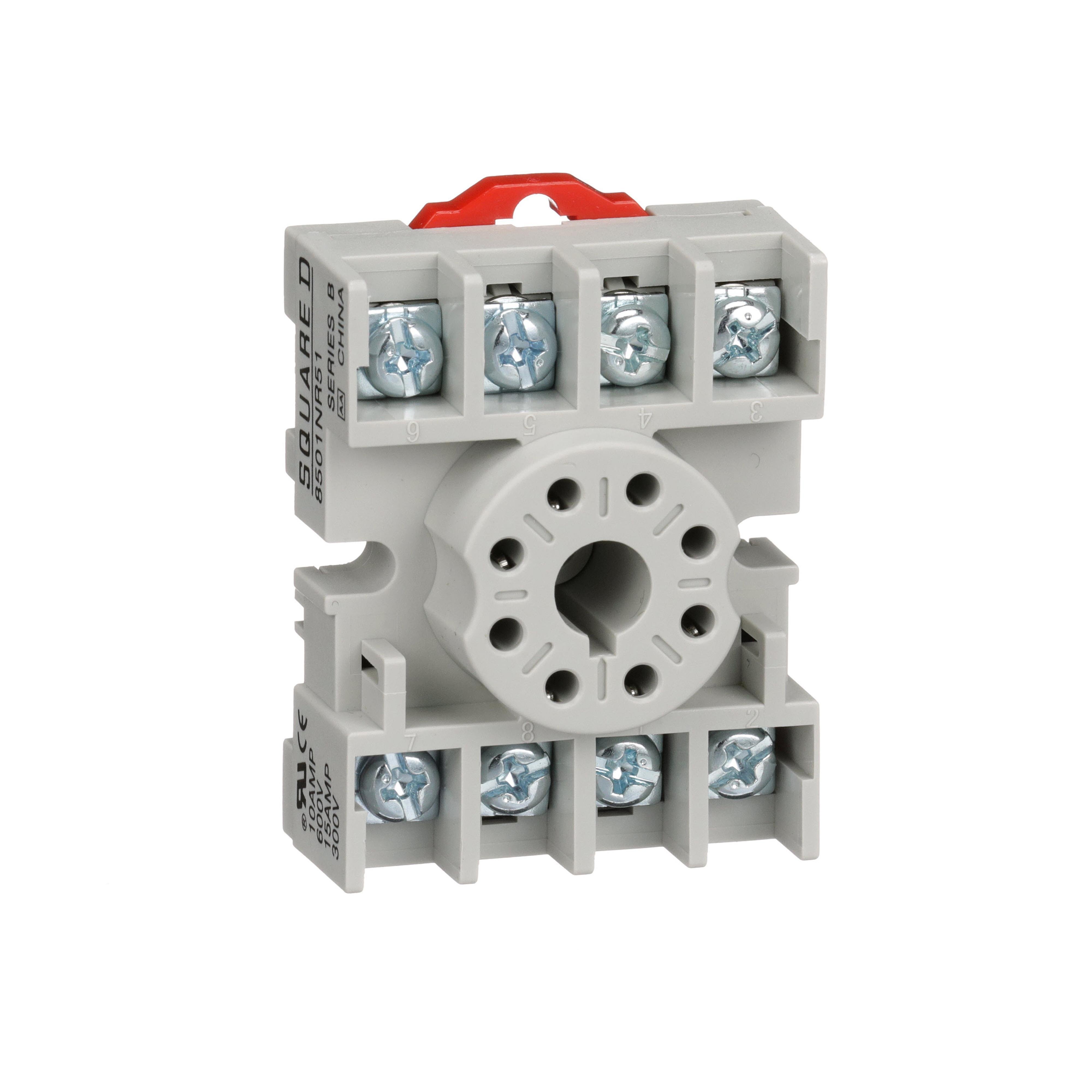 Picture of 8501NR51B - Plug in relay, Type N, relay socket, 8 tubular pin, single tier, for 8510KP relays and 9050JCK timers, bulk packaged