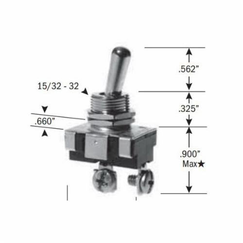 SS201-1-BG - Toggle Switch, SPST, ON-OFF, 6 Amp 125VA