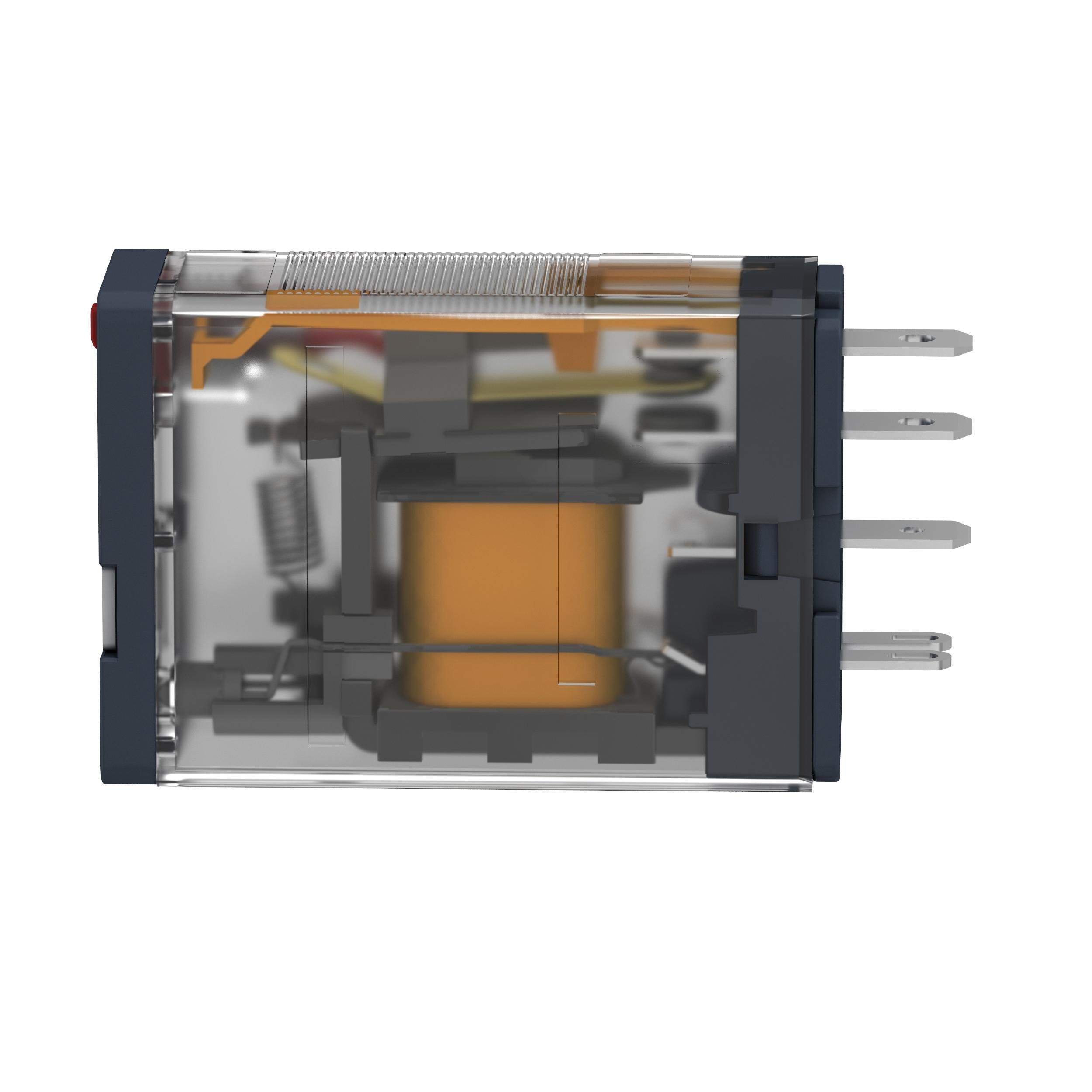 Picture of RPM12BD - plug-in relay, Harmony electromechanical relays, 15A, 1CO, with LED, lockable test button, 24V DC