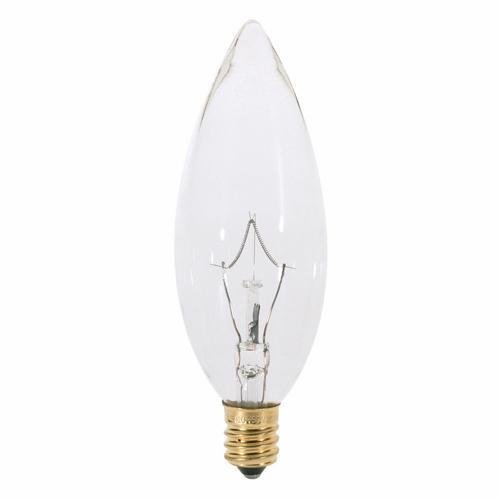 S3283 - 40 Watt BA9 1/2 Incandescent - Clear - 1500 Average rated hours - 384 Lumens - Candelabra base - 120 Volt