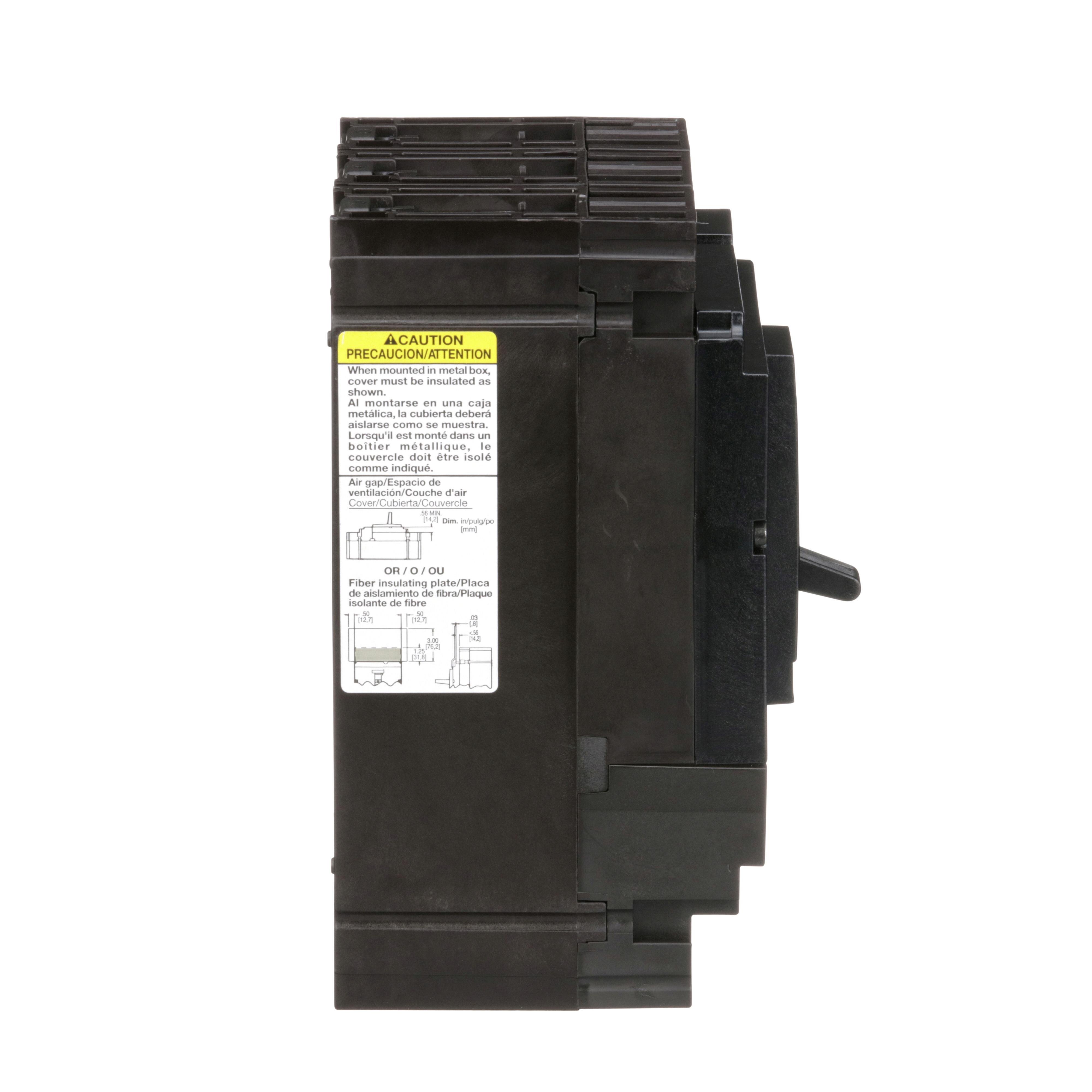 Picture of HGL36060 - Circuit breaker, PowerPacT H, 60A, 3 pole, 600VAC, 18kA, lugs, thermal magnetic, 80%