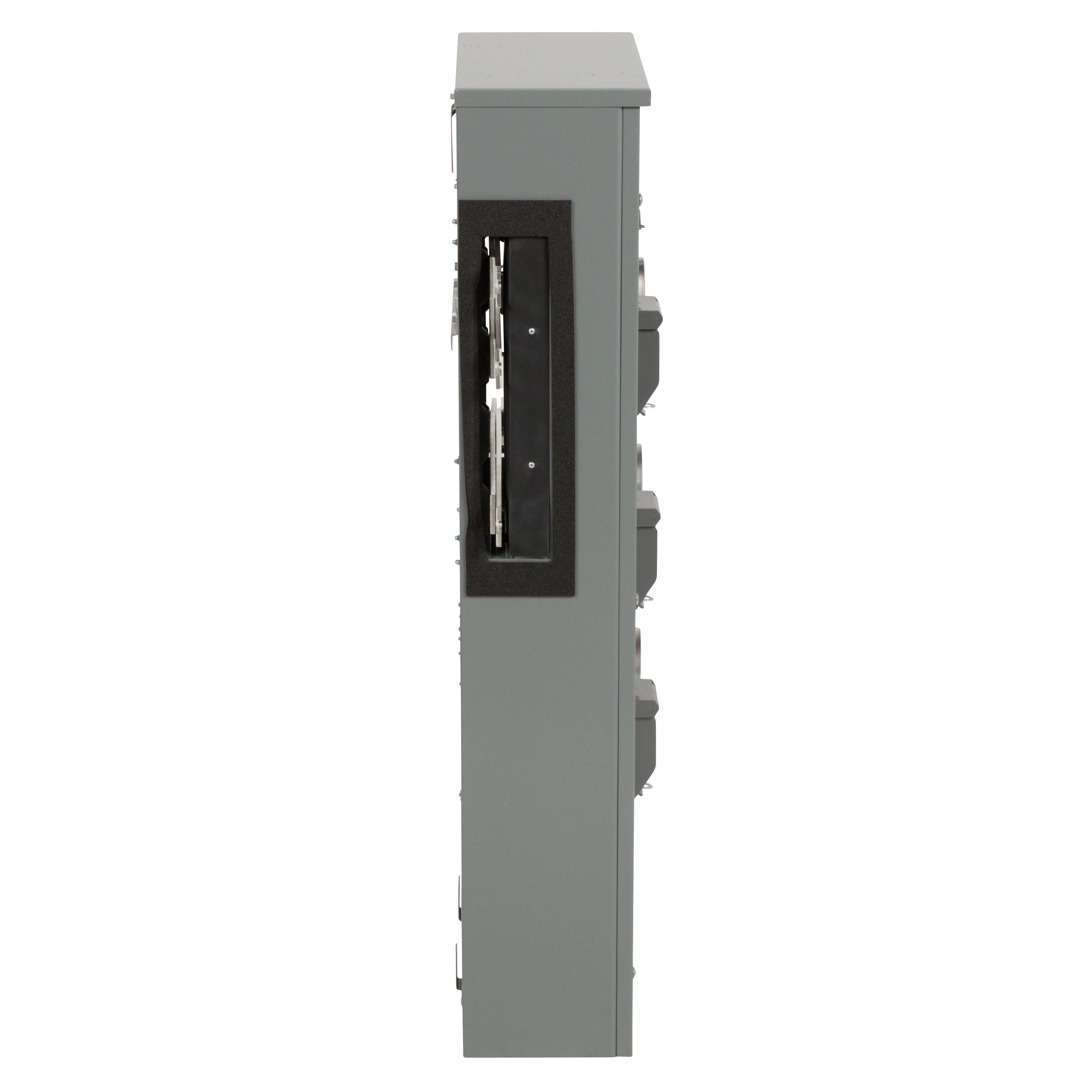 Picture of EZM113225 - Branch unit, EZ Meter-Pak, 225A, 3 x 4 jaw sockets, 120/240VAC, no bypass, ringed, 800A Al busbar