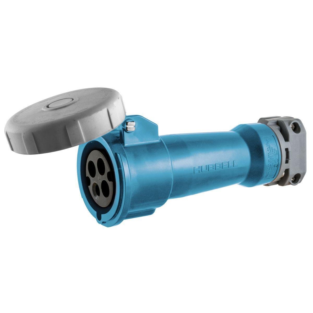 Picture of HBL4100C7W - Heavy Duty Products, IEC Pin and Sleeve Devices, Industrial Grade, Female, Connector Body, 100A 3-Phase Delta 480V AC, 3-Pole 4-Wire Grounding, Terminal Screws, Red, Watertight