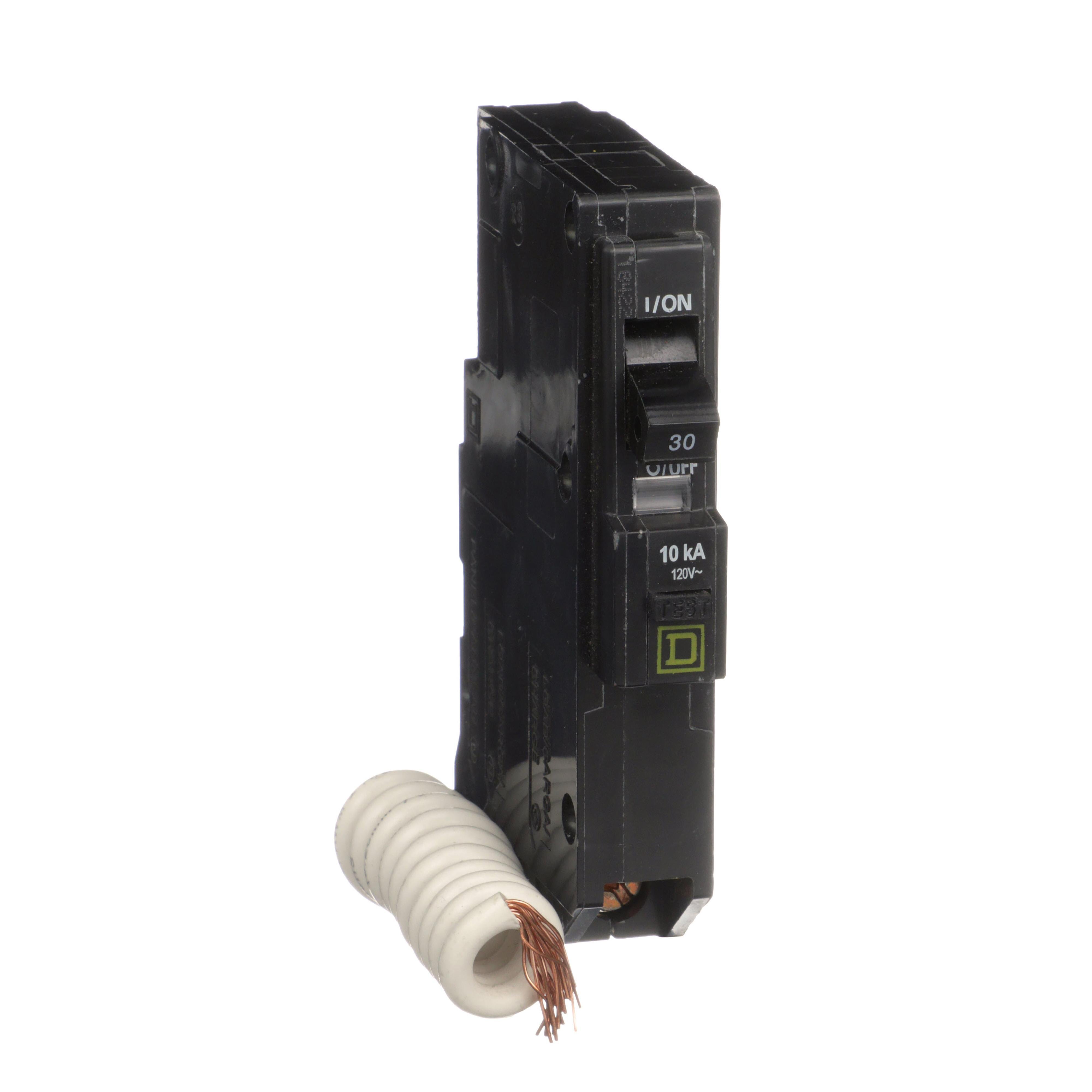 QO130EPD - Mini circuit breaker, QO, 30A, 1 pole, 120VAC, 10kA, plug in, 30mA grd fault B [TAA]