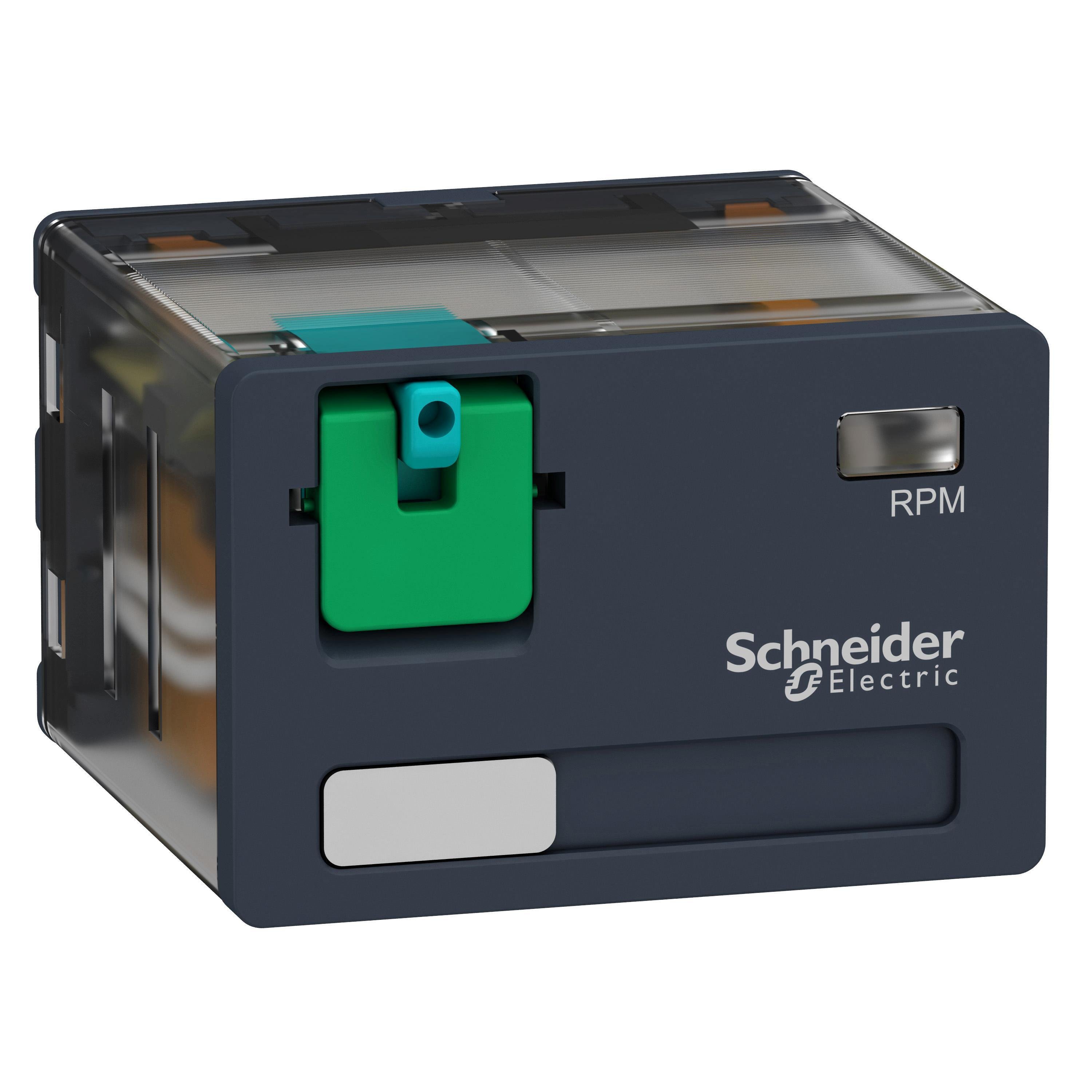 Picture of RPM41BD - plug-in relay, Harmony electromechanical relays, 15A, 4CO, lockable test button, 24V DC