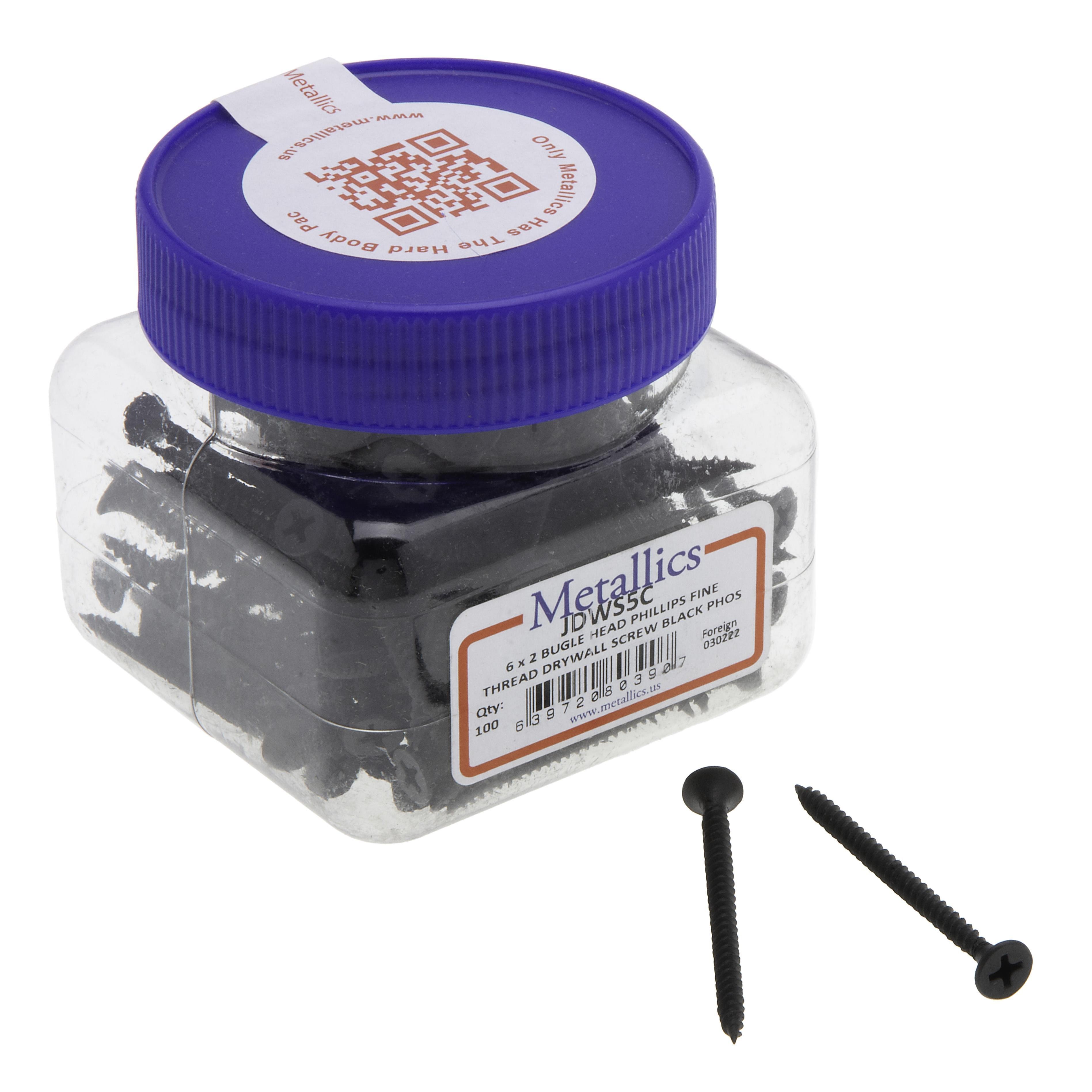 JDWS5C - 6 x 2 in. Bugle Head Phillips Drywall Screws - Steel Black Phosphate - Fine Threads - 100qty