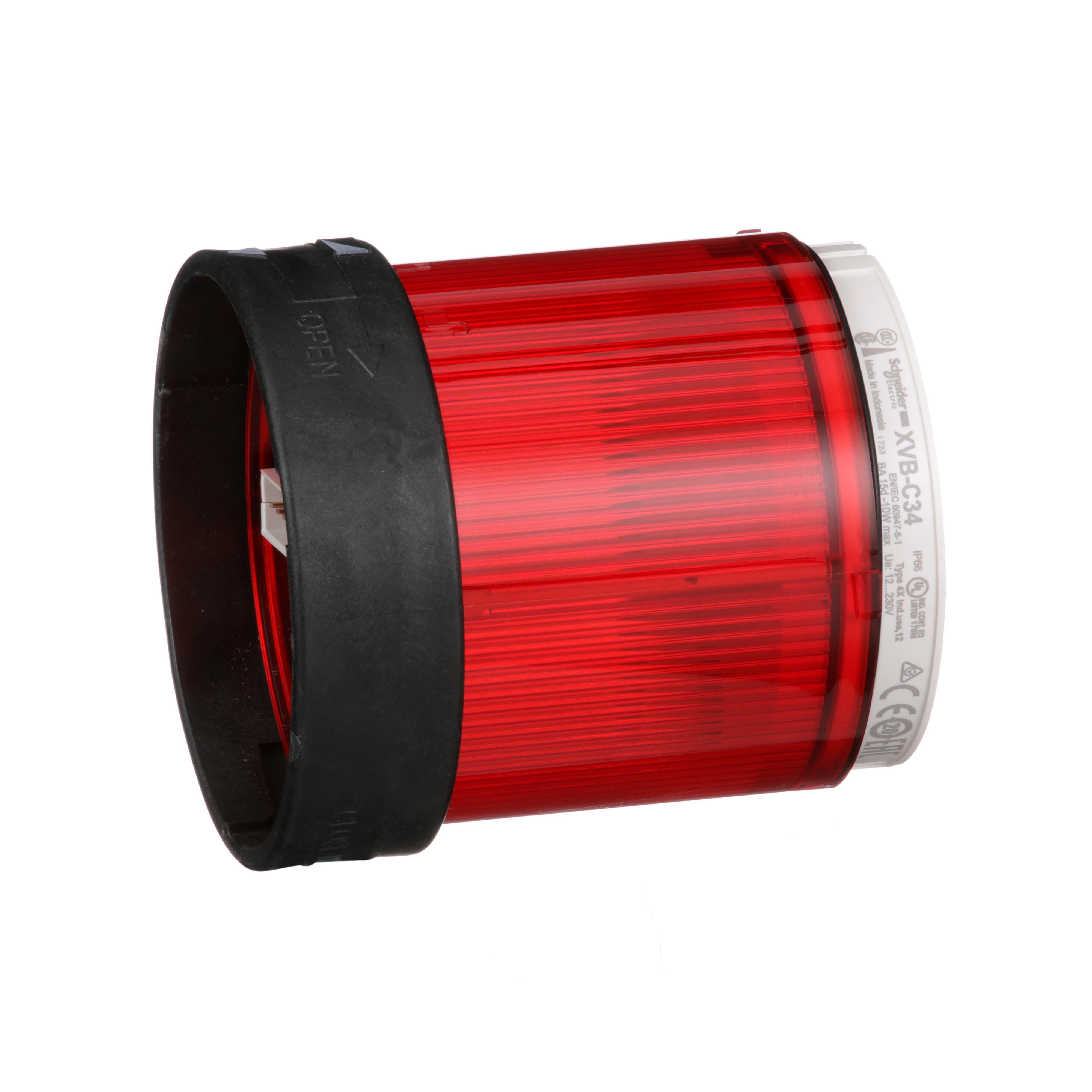 Picture of XVBC34 - Indicating Bank, 70mm, illuminated lens unit, red, steady on, 10 W, 250 VAC/DC