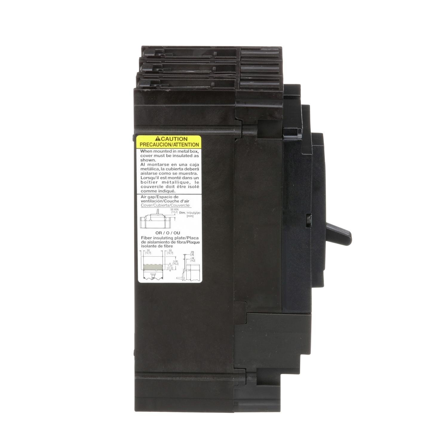 Picture of HDL36020 - Circuit breaker, PowerPacT H, 20A, 3 pole, 600VAC, 14kA, lugs, thermal magnetic, 80%