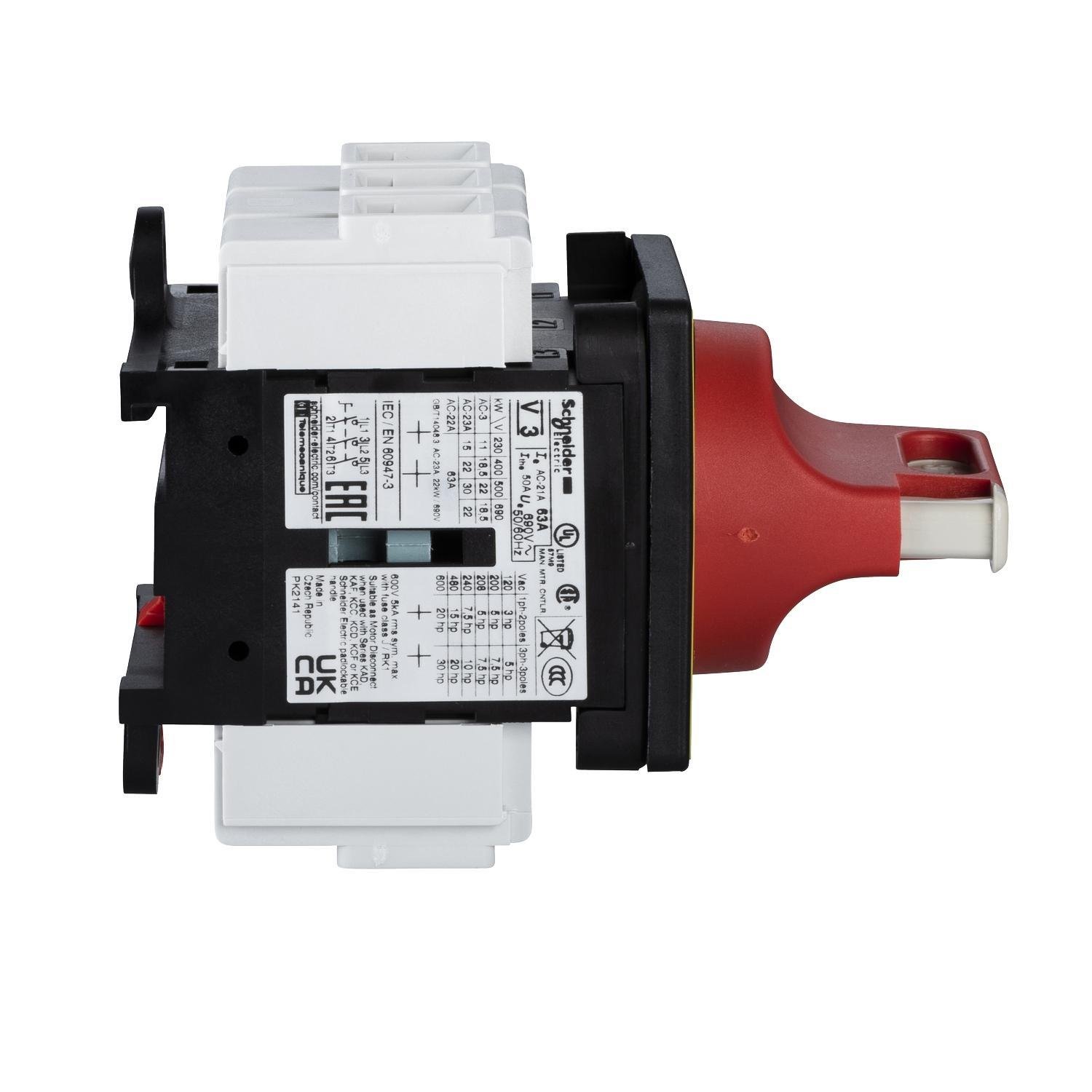Picture of VCF3 - Switch disconnector,TeSys Control,for ON/emergency stop,63A,4 screws fixing,for mounting on door