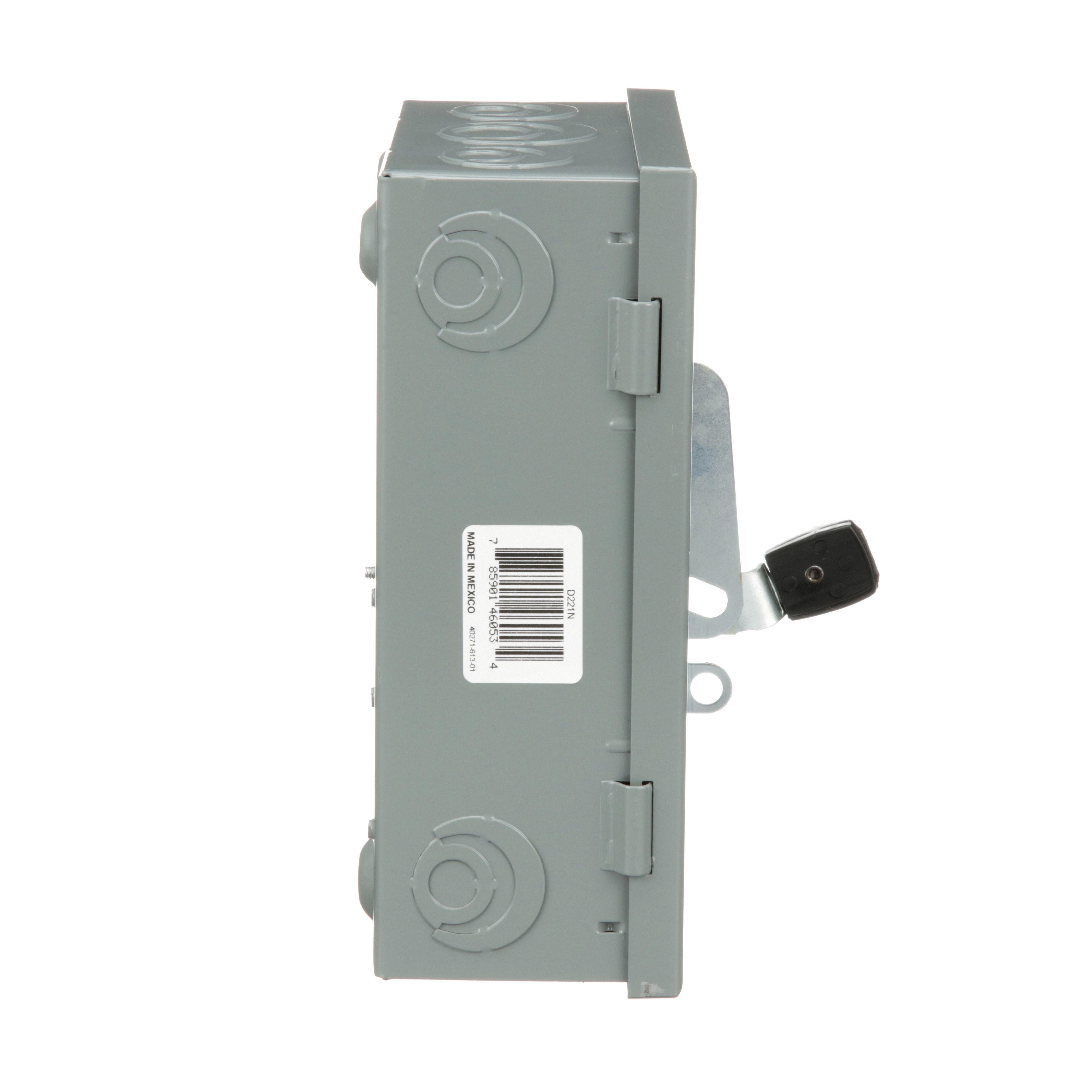 Picture of D221N - Safety switch, general duty, fusible, 30A, 2 pole, 7.5hp, 240VAC, NEMA 1, neutral factory installed