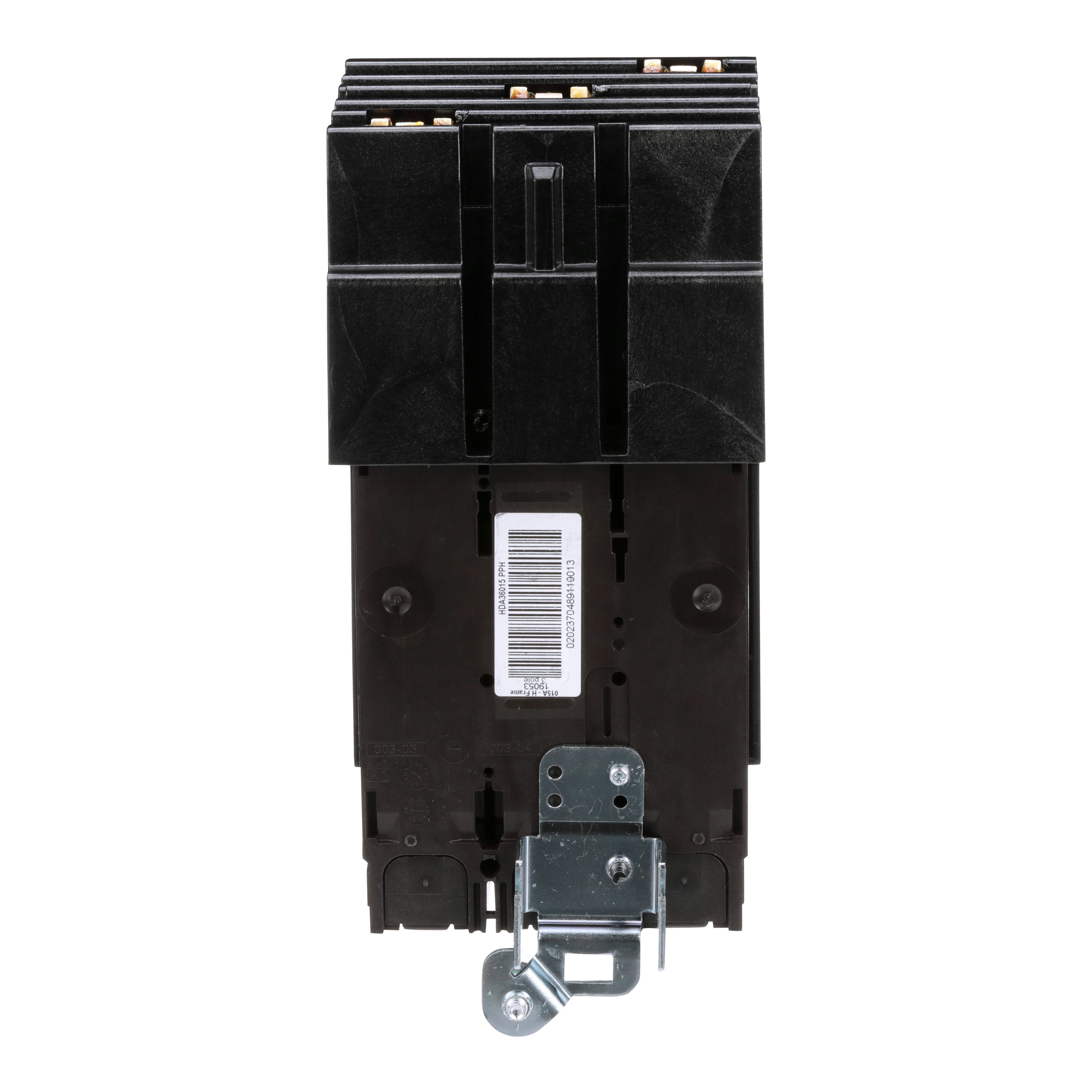 Picture of HDA36015 - Circuit breaker, PowerPacT H, 15A, 3 pole, 600VAC, 14kA, I-Line, thermal magnetic, 80%, ABC