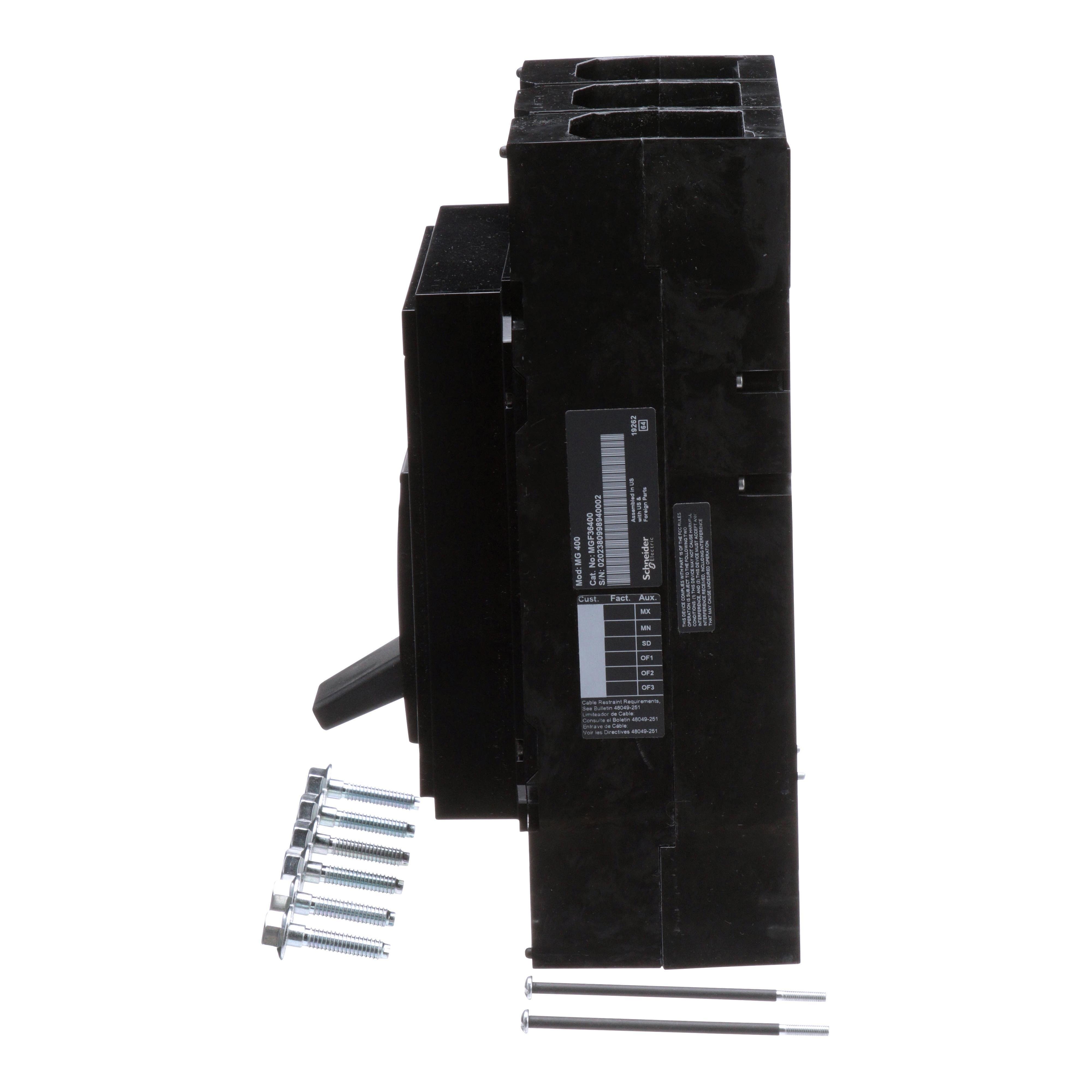 Picture of MGL36400 - Circuit breaker, PowerPacT M, 400A, 3 pole, 600VAC, 18kA, lugs, ET 1.0, 80%, ABC