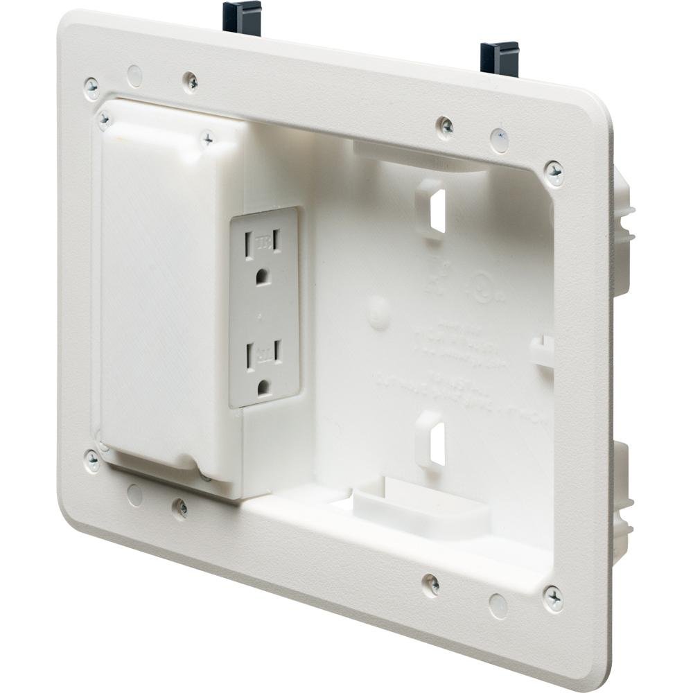 TVL508 - Low Profile non metallic TV BOX kit. For a flush to the wall installation as shallow as 3/4". For new or old construction. Fits also on 2x2, 2x3 and 2x4 studs. Box Only.