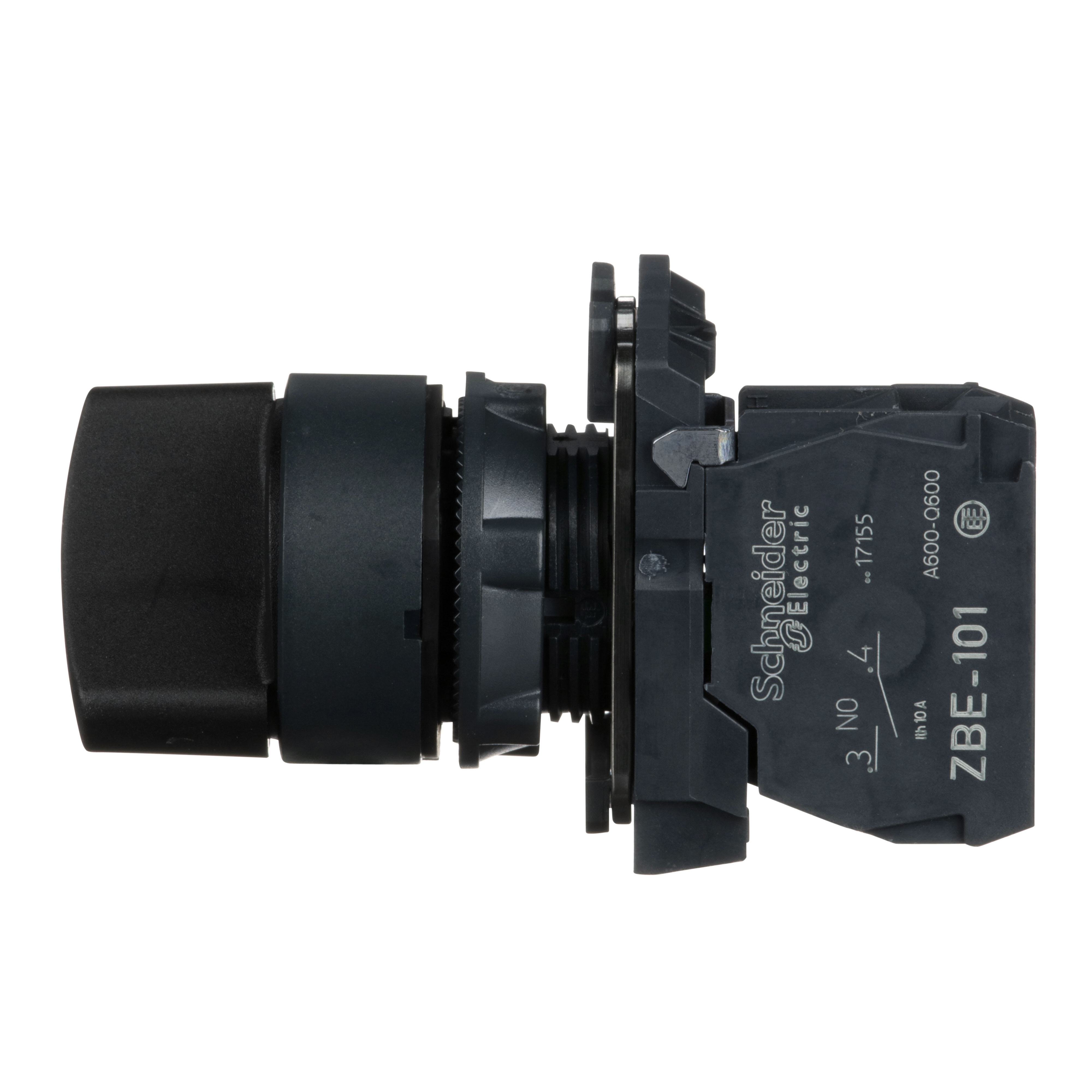 Picture of XB5AD21 - Harmony, 22mm Push Button, 2 position selector switch, black, maintained, 1 NO, marked OFF ON