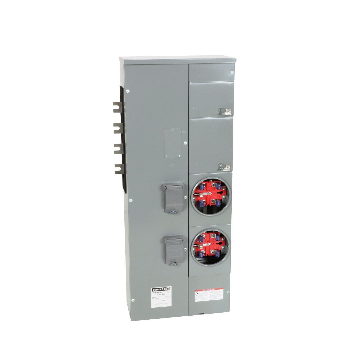 EZM312225 - Branch unit, EZ Meter-Pak, 225A, 2 x 5 jaw sockets, 208Y/120VAC, no bypass, ringed, 800A Al busbar