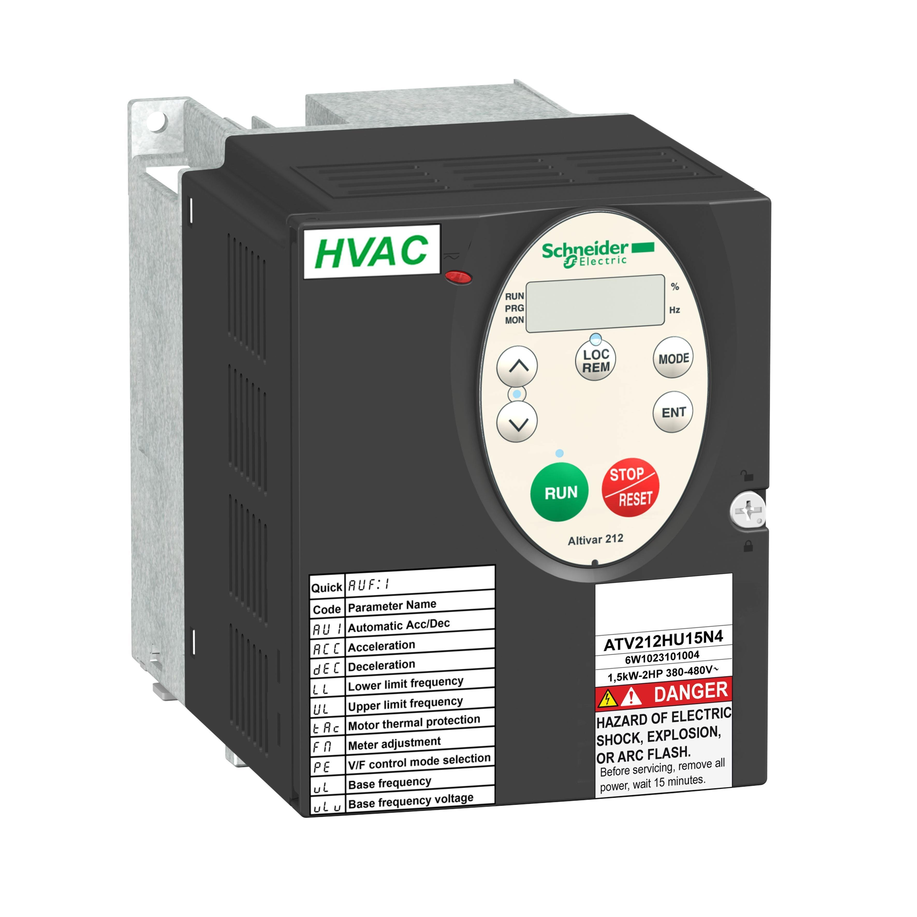 ATV212HU22N4 - variable speed drive, Altivar 212, 2.2kW, 3hp, 480V, 3 phases, with EMC, IP21
