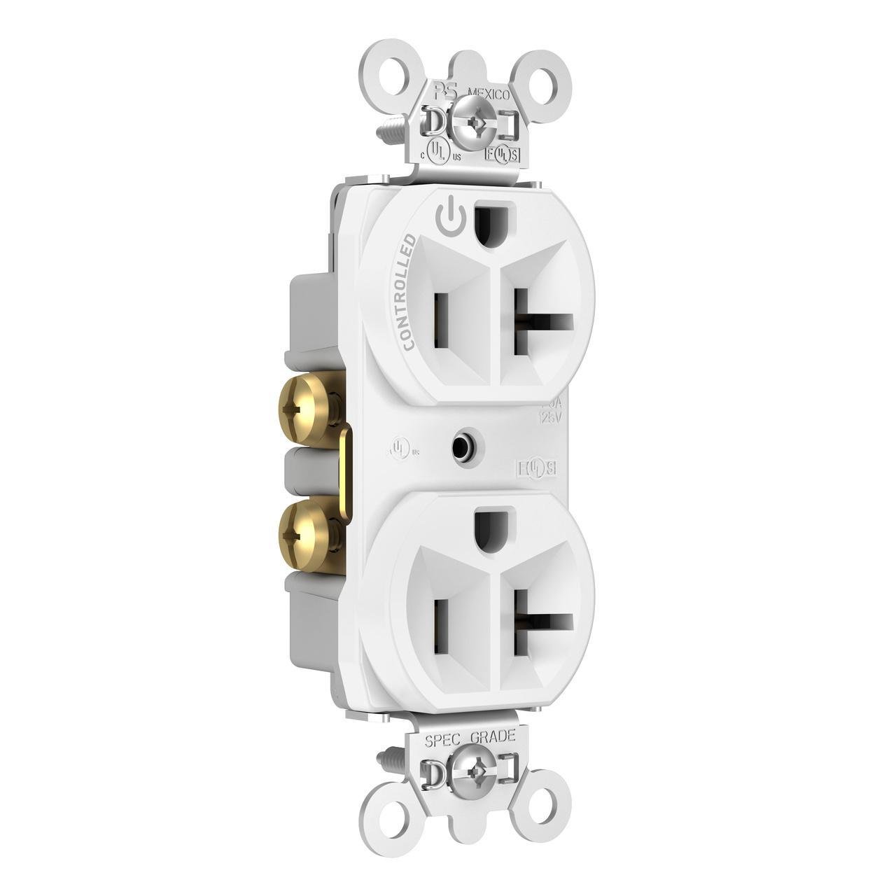 Picture of 5362CH-W - 20A 125V Half-Controlled Plug Load Duplex Receptacle, White